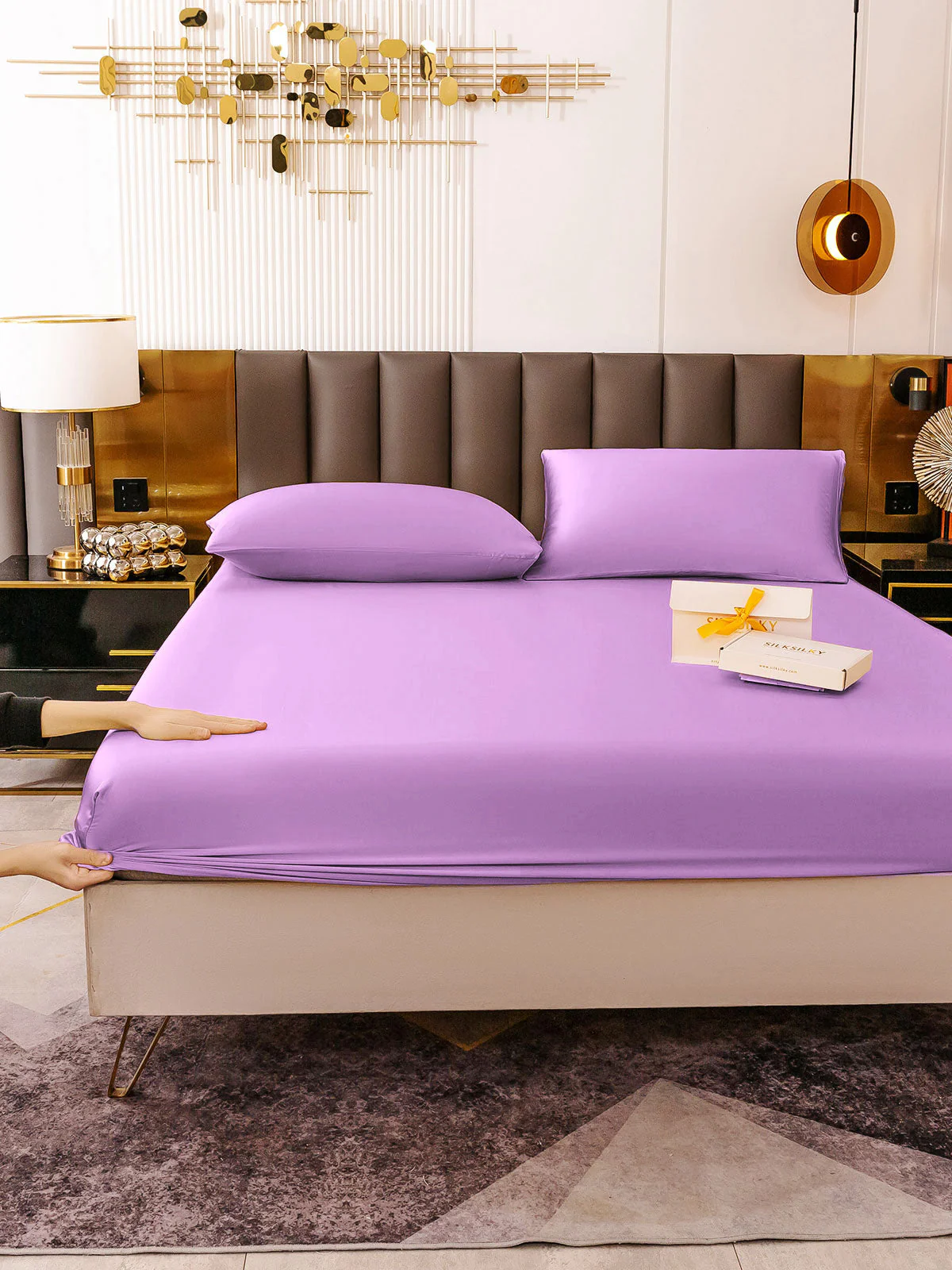 19Momme 3Pcs Silk Set Fitted Sheet+2x Pillowcases - Image 90
