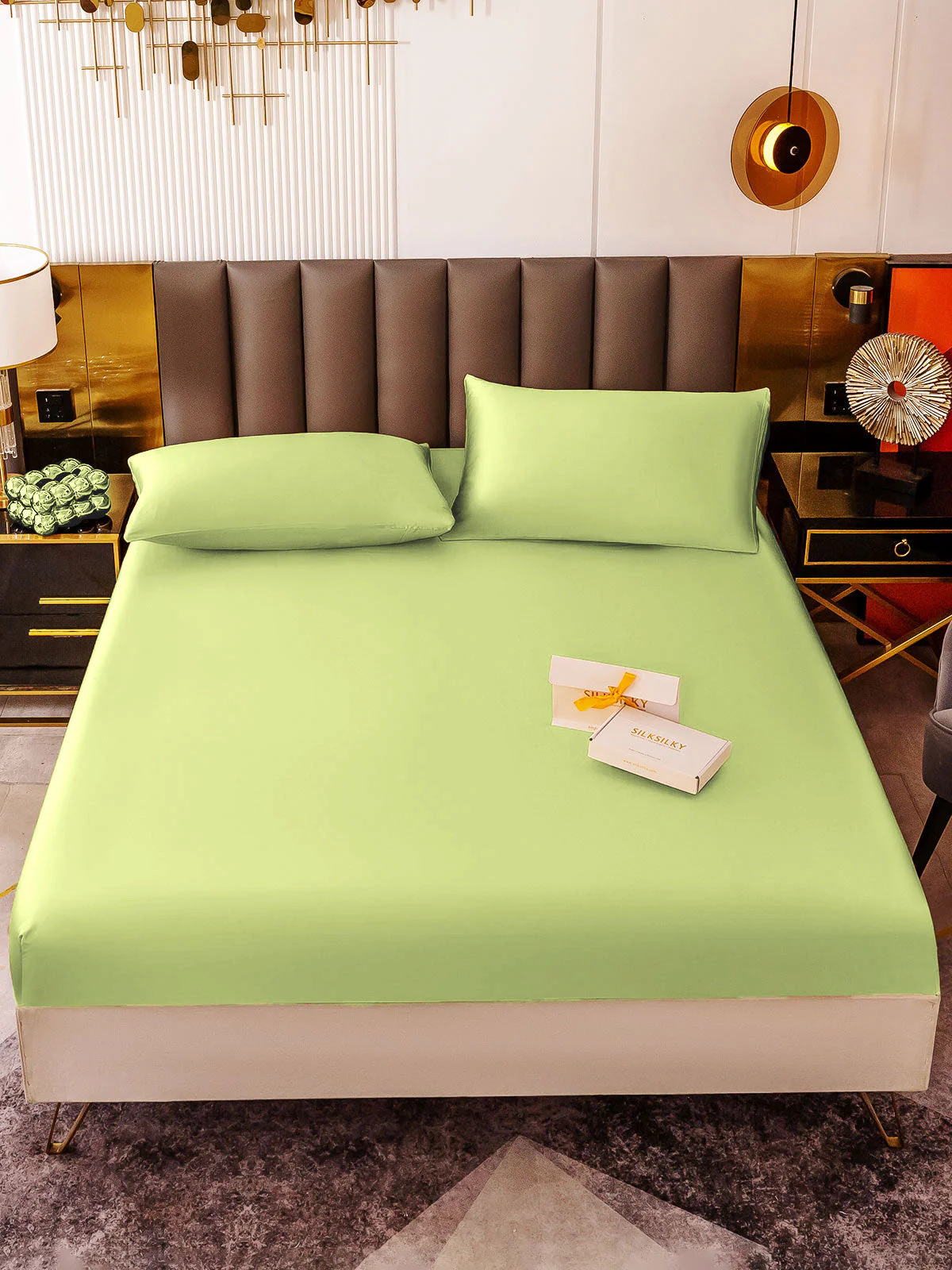 19Momme 3Pcs Silk Set Fitted Sheet+2x Pillowcases - Image 92