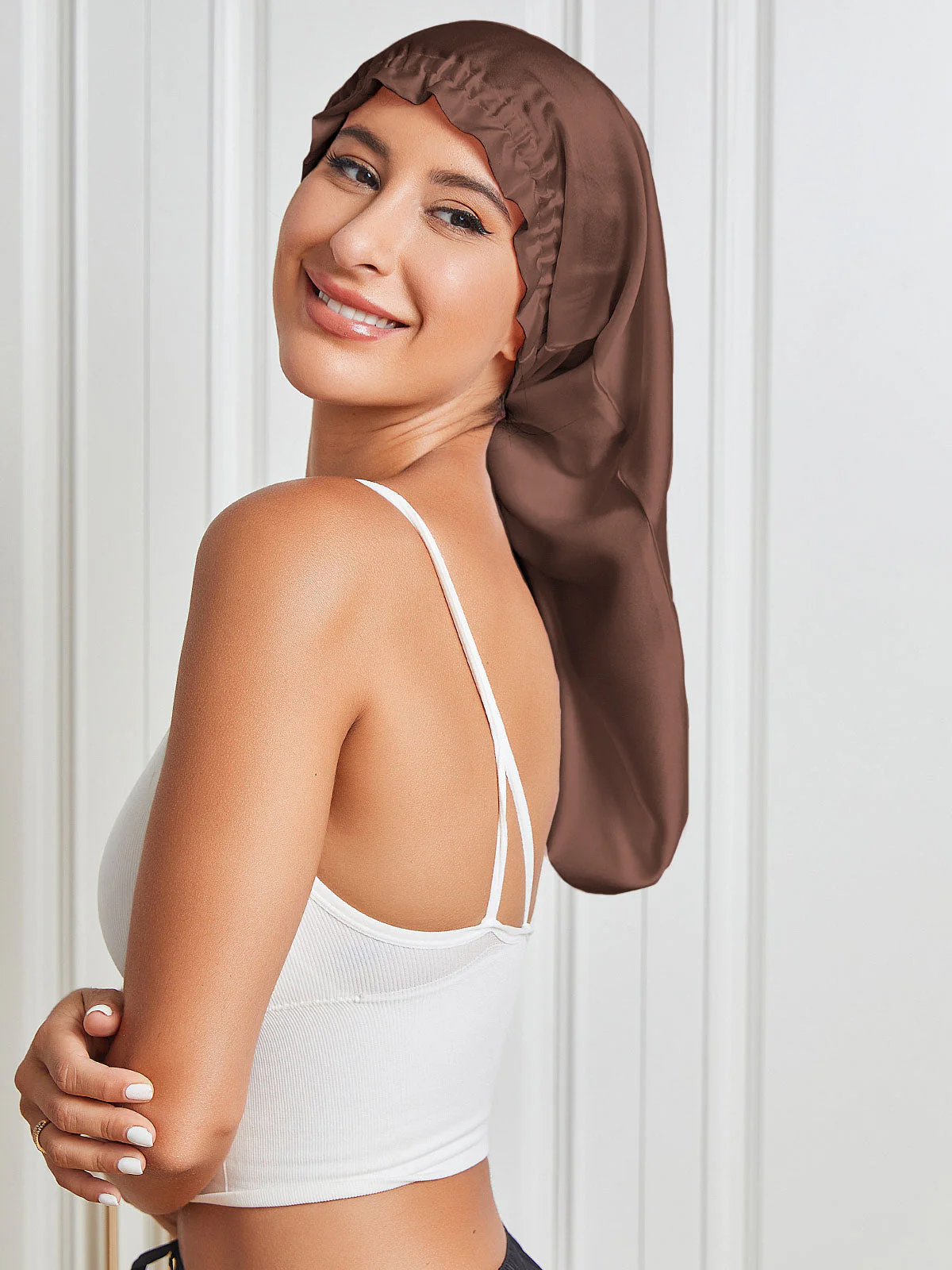 Elegant Long Pure Silk Bonnet - Image 22