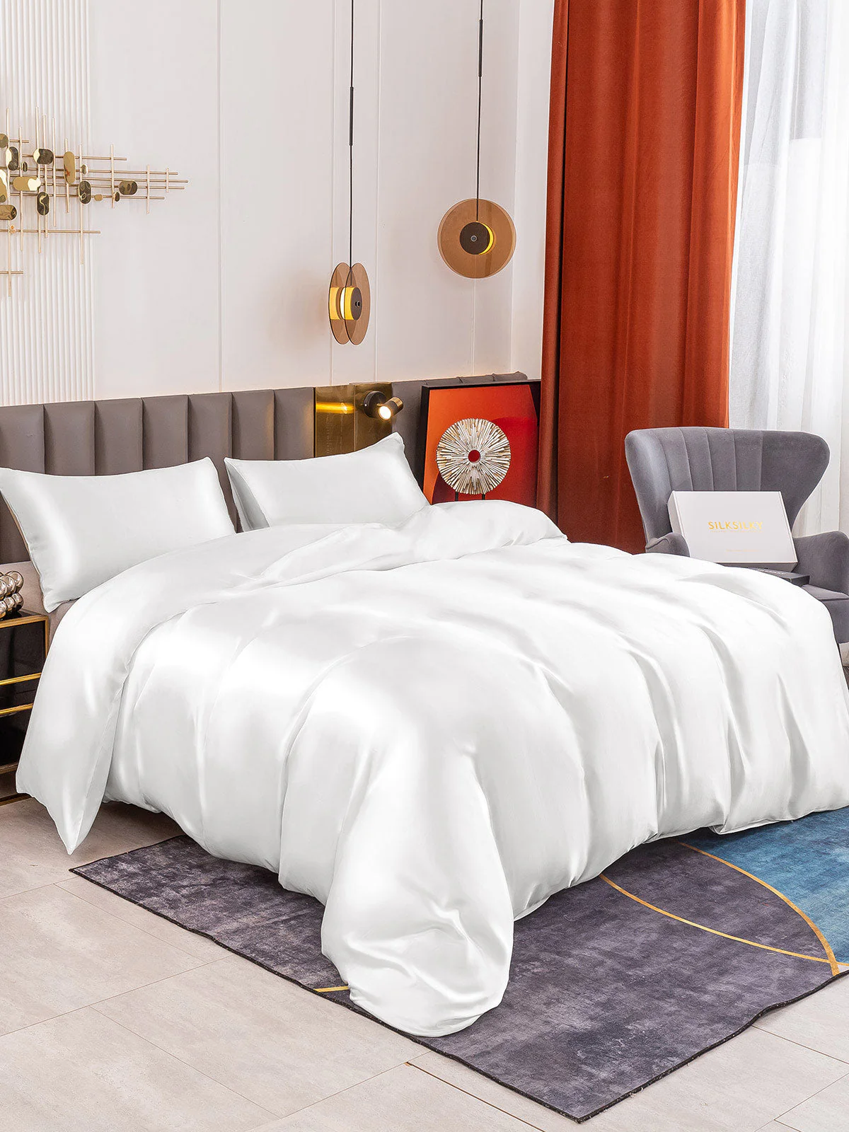 19Momme 3Pcs Silk Set Duvet Cover+2x Pillowcases - Image 17