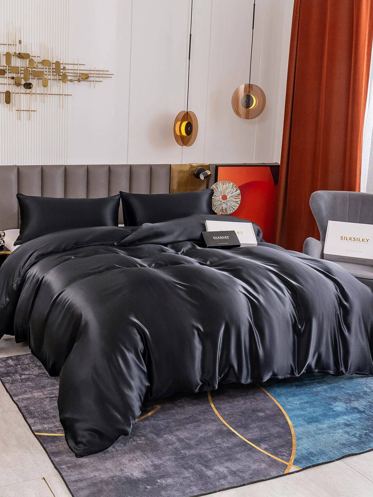 19Momme 3Pcs Silk Set Duvet Cover+2x Pillowcases - Image 24