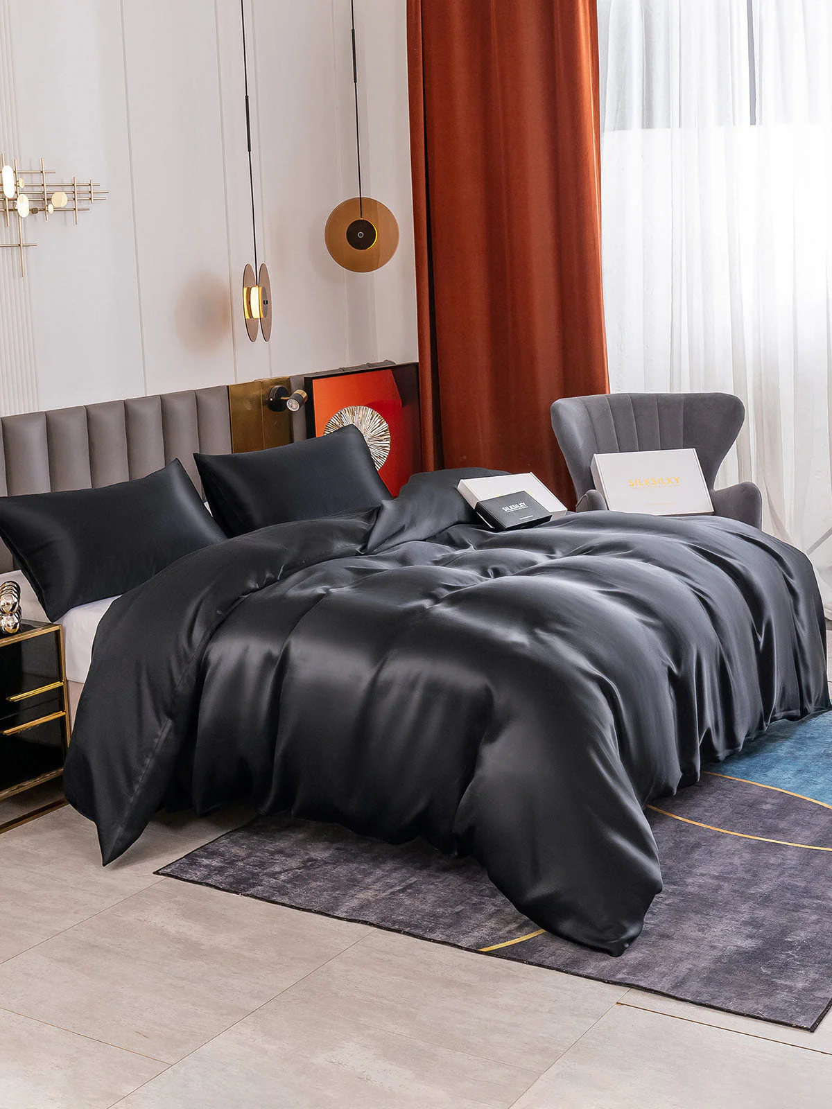 19Momme 3Pcs Silk Set Duvet Cover+2x Pillowcases - Image 25