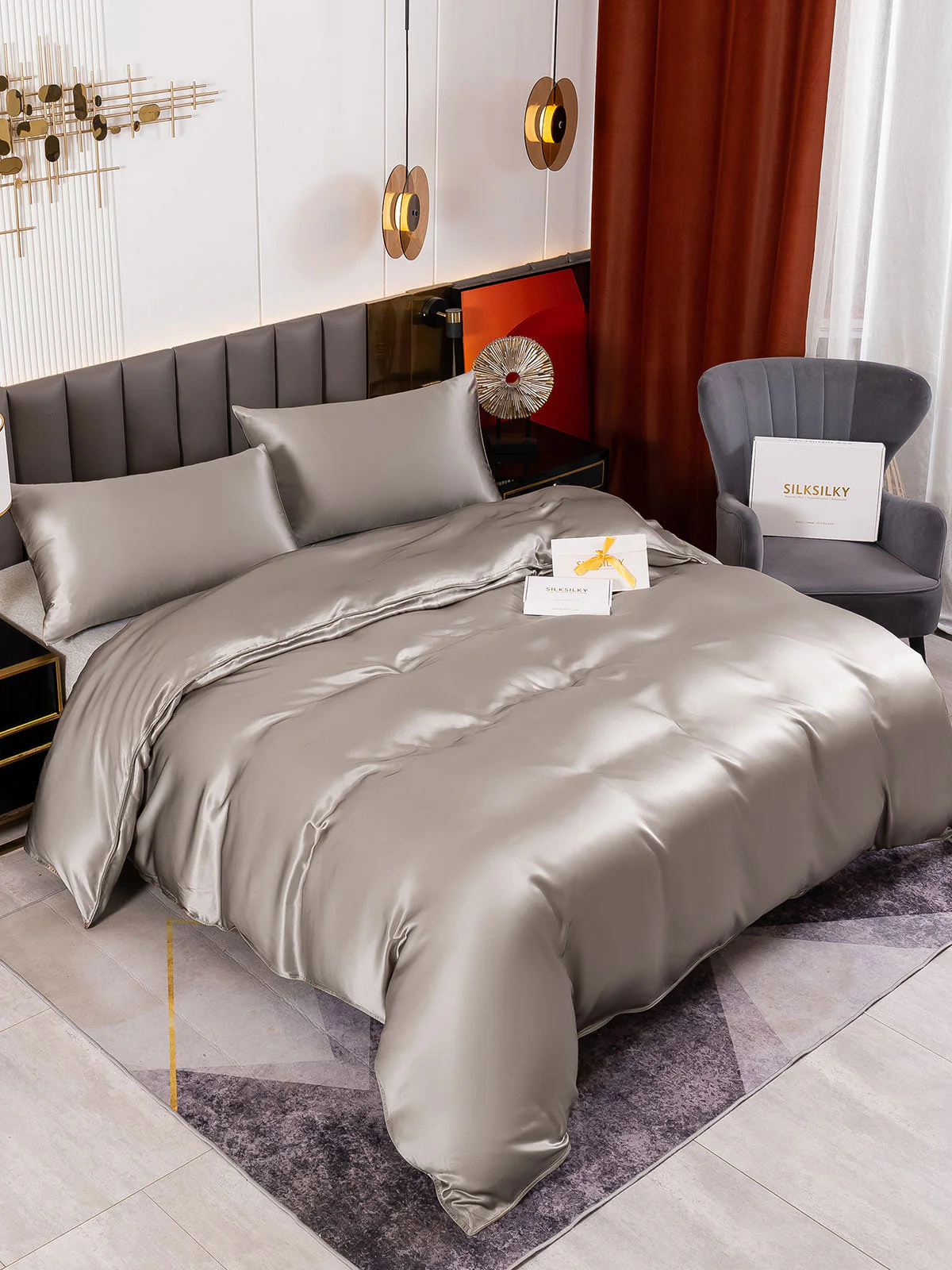 19Momme 3Pcs Silk Set Duvet Cover+2x Pillowcases - Image 27