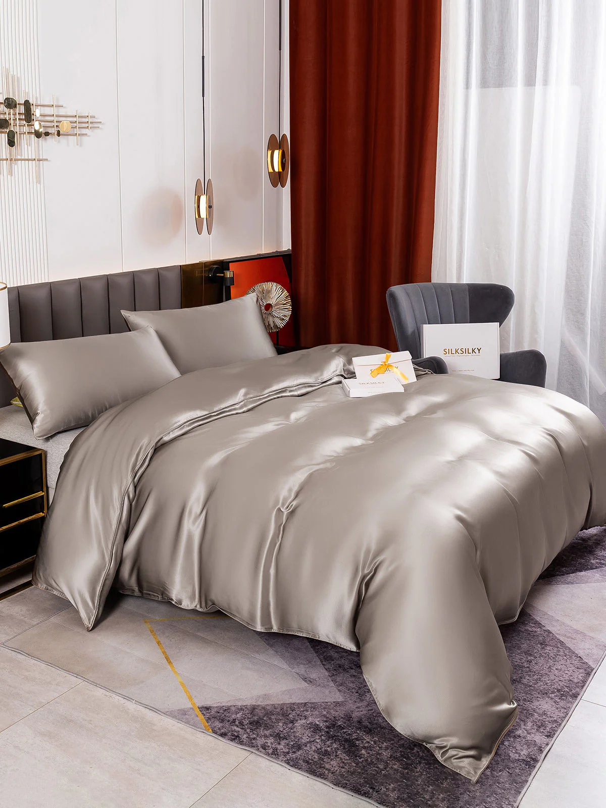 19Momme 3Pcs Silk Set Duvet Cover+2x Pillowcases - Image 30