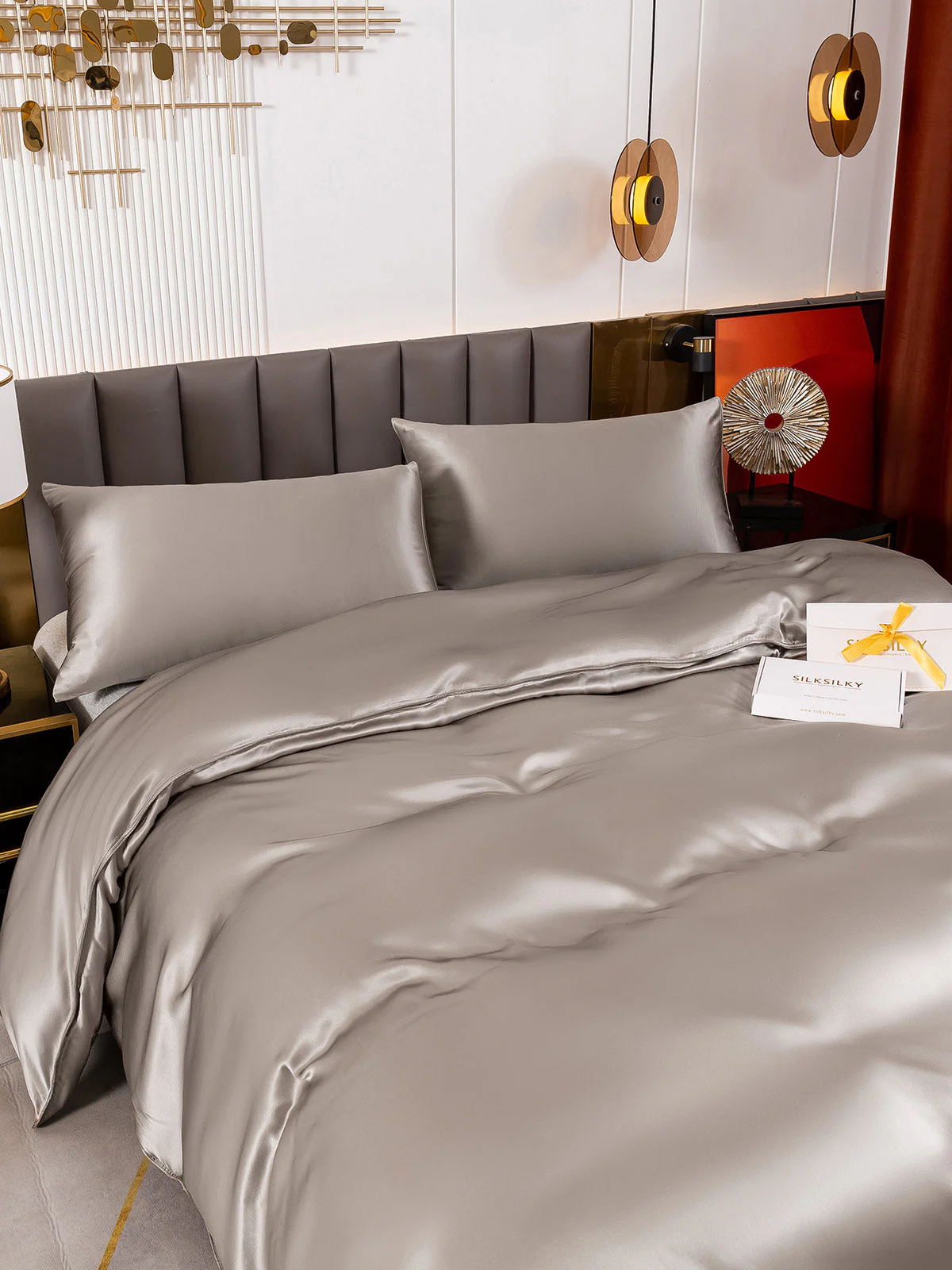 19Momme 3Pcs Silk Set Duvet Cover+2x Pillowcases - Image 31