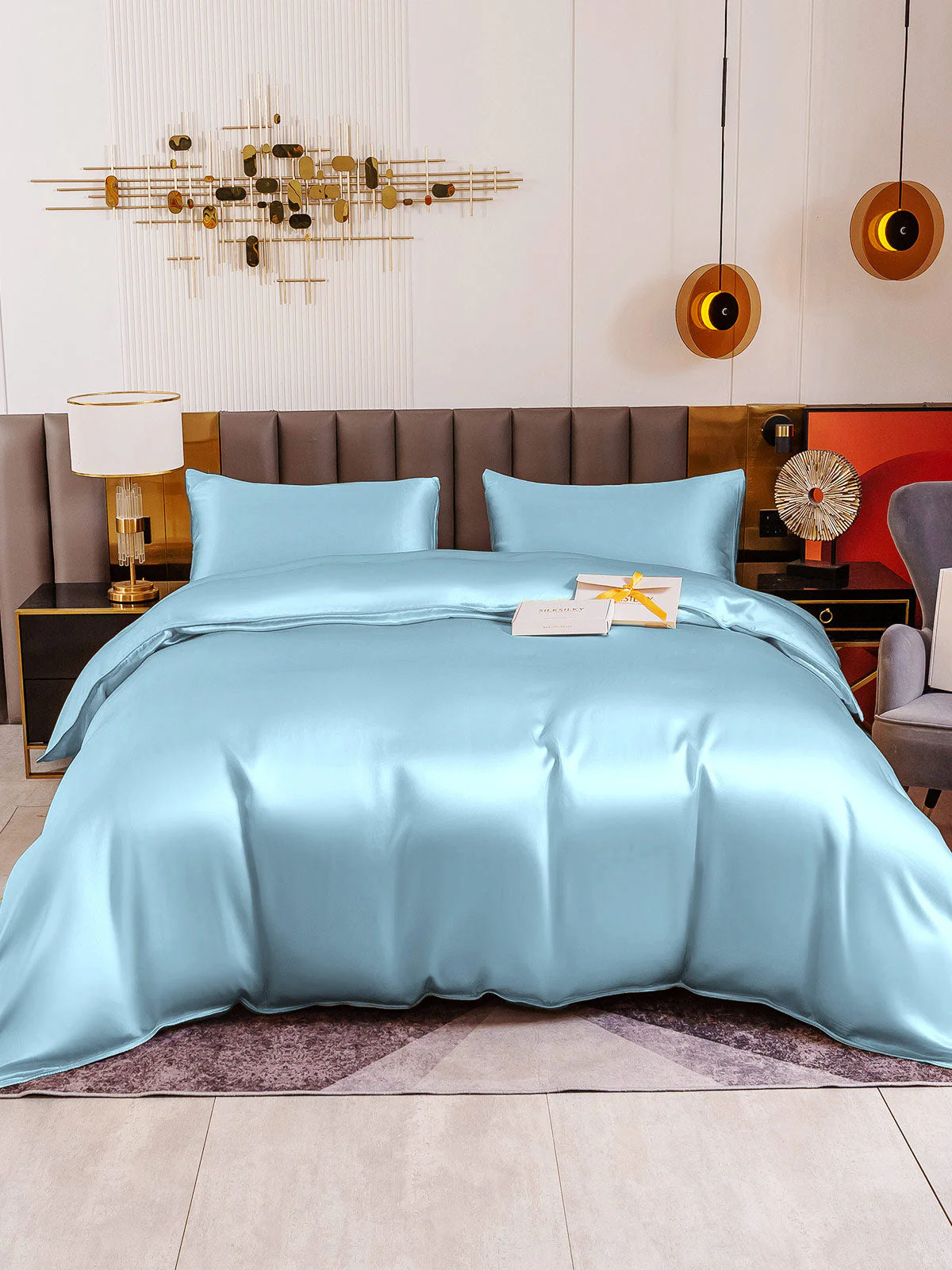 19Momme 3Pcs Silk Set Duvet Cover+2x Pillowcases - Image 61