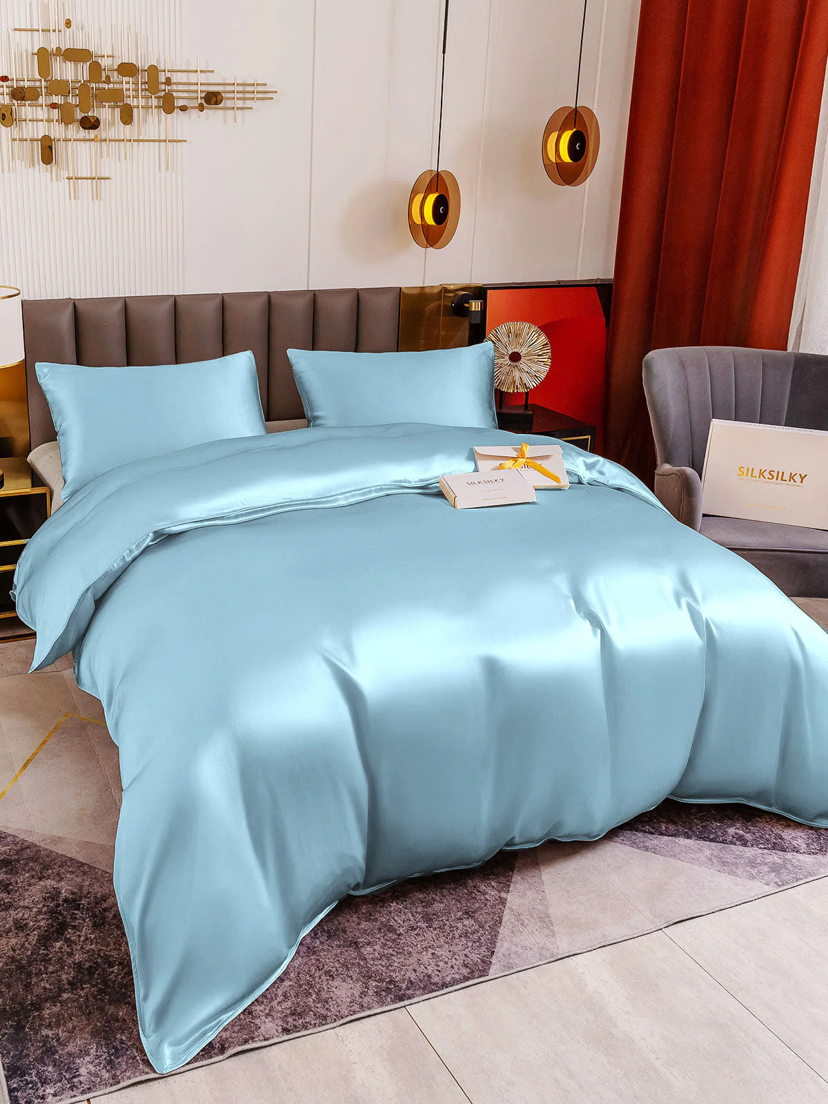 19Momme 3Pcs Silk Set Duvet Cover+2x Pillowcases - Image 62