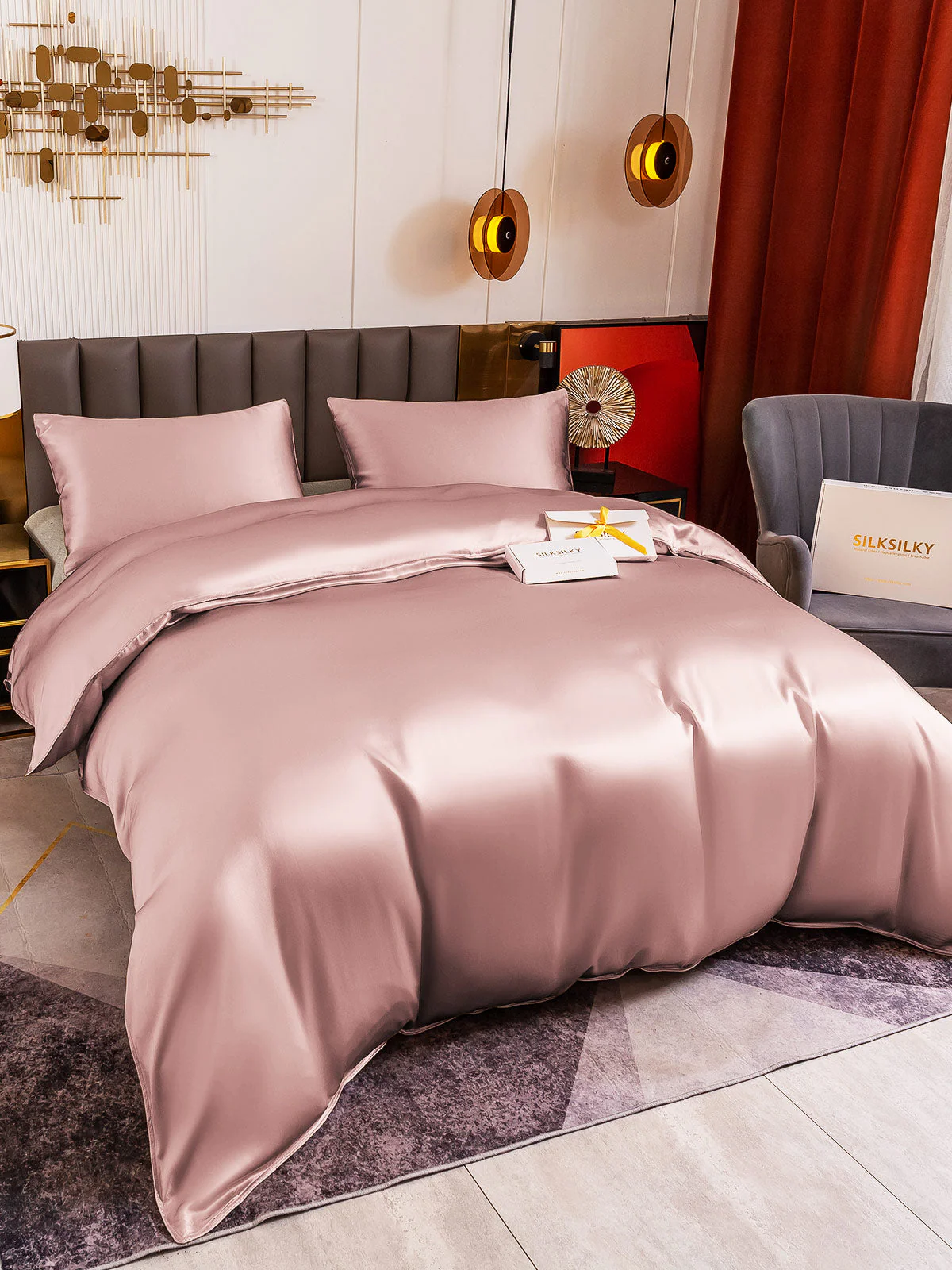 19Momme 3Pcs Silk Set Duvet Cover+2x Pillowcases - Image 79