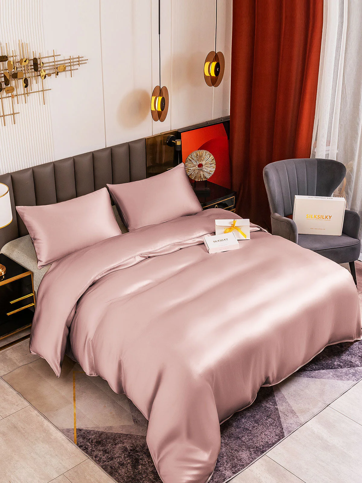 19Momme 3Pcs Silk Set Duvet Cover+2x Pillowcases - Image 82