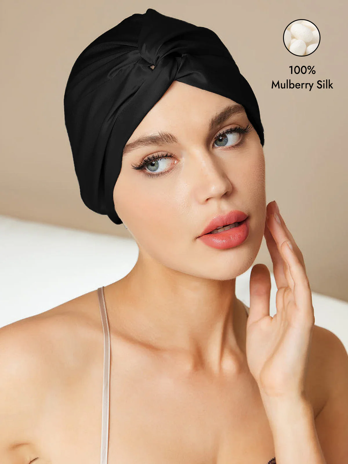 Pure Silk Knot-Front Hair Bonnet - Image 15