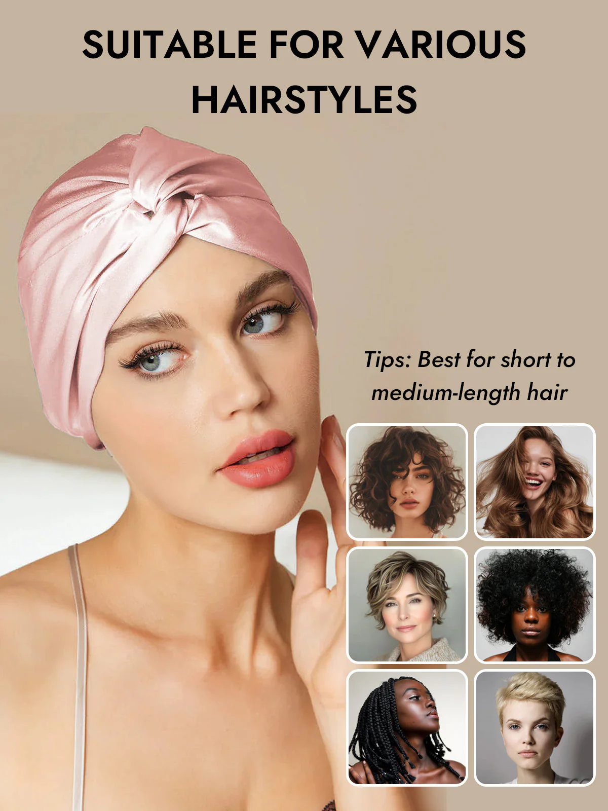 Pure Silk Knot-Front Hair Bonnet - Image 34