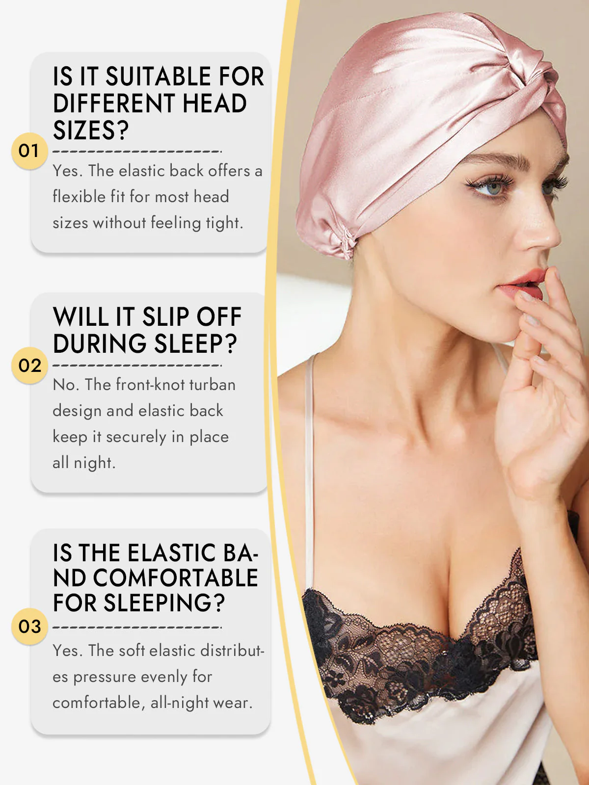 Pure Silk Knot-Front Hair Bonnet - Image 35