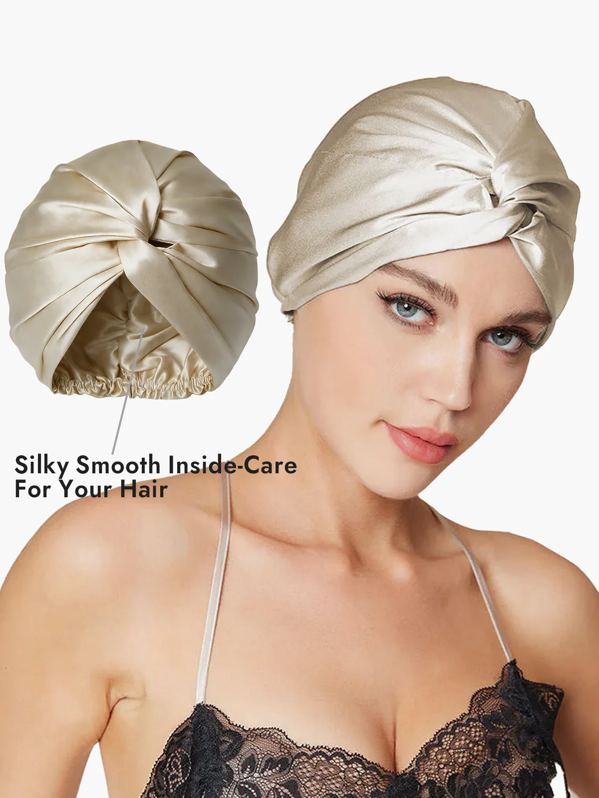 Pure Silk Knot-Front Hair Bonnet - Image 37