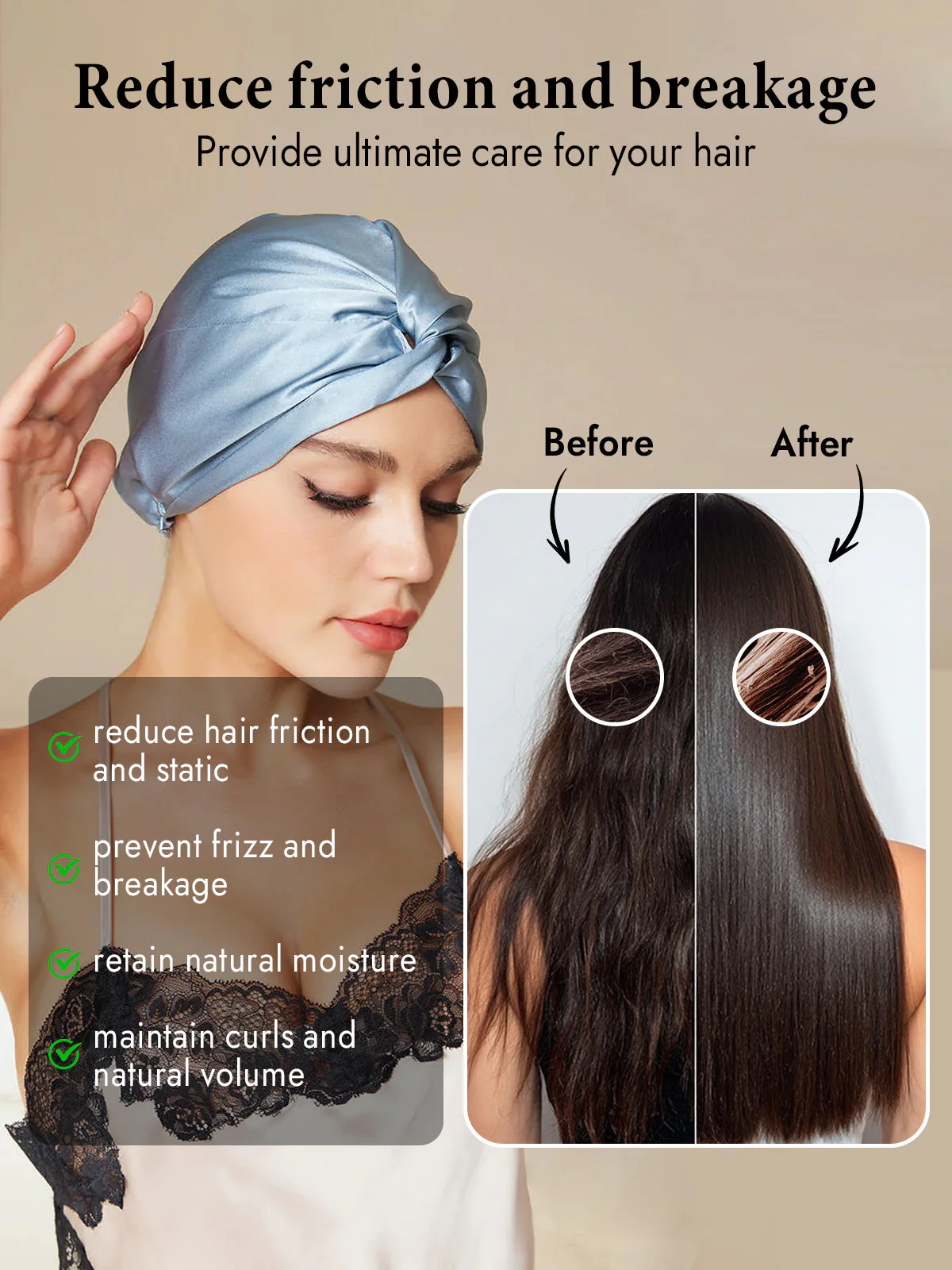 Pure Silk Knot-Front Hair Bonnet - Image 4