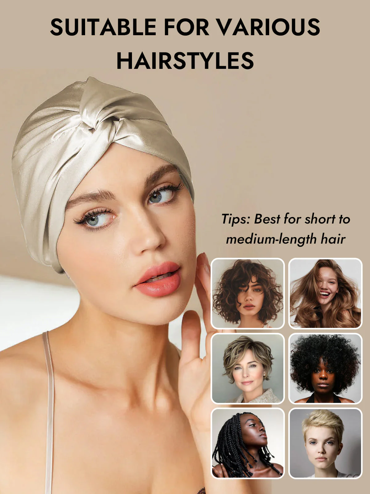 Pure Silk Knot-Front Hair Bonnet - Image 41