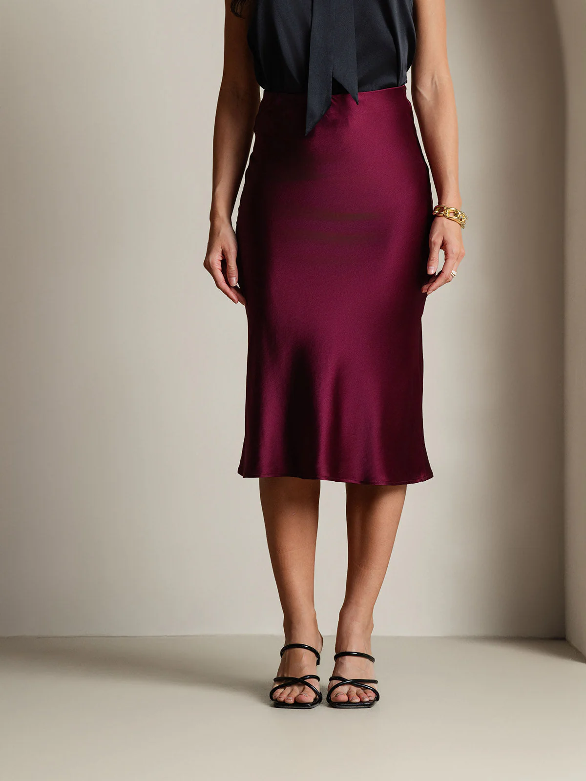 19Momme Mulberry Silk Stretch Long Straight Skirt - Image 14