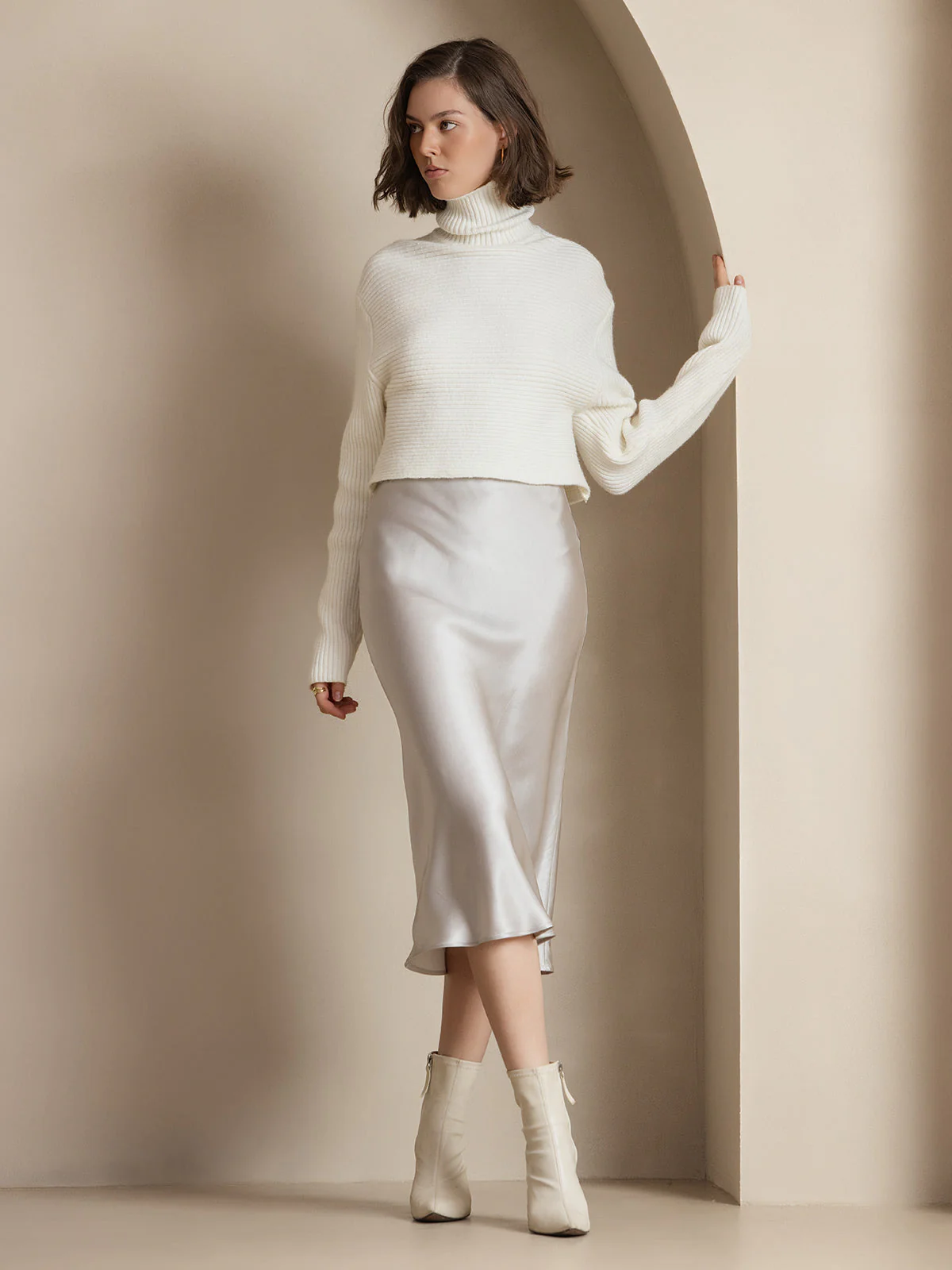 19Momme Mulberry Silk Stretch Long Straight Skirt - Image 25
