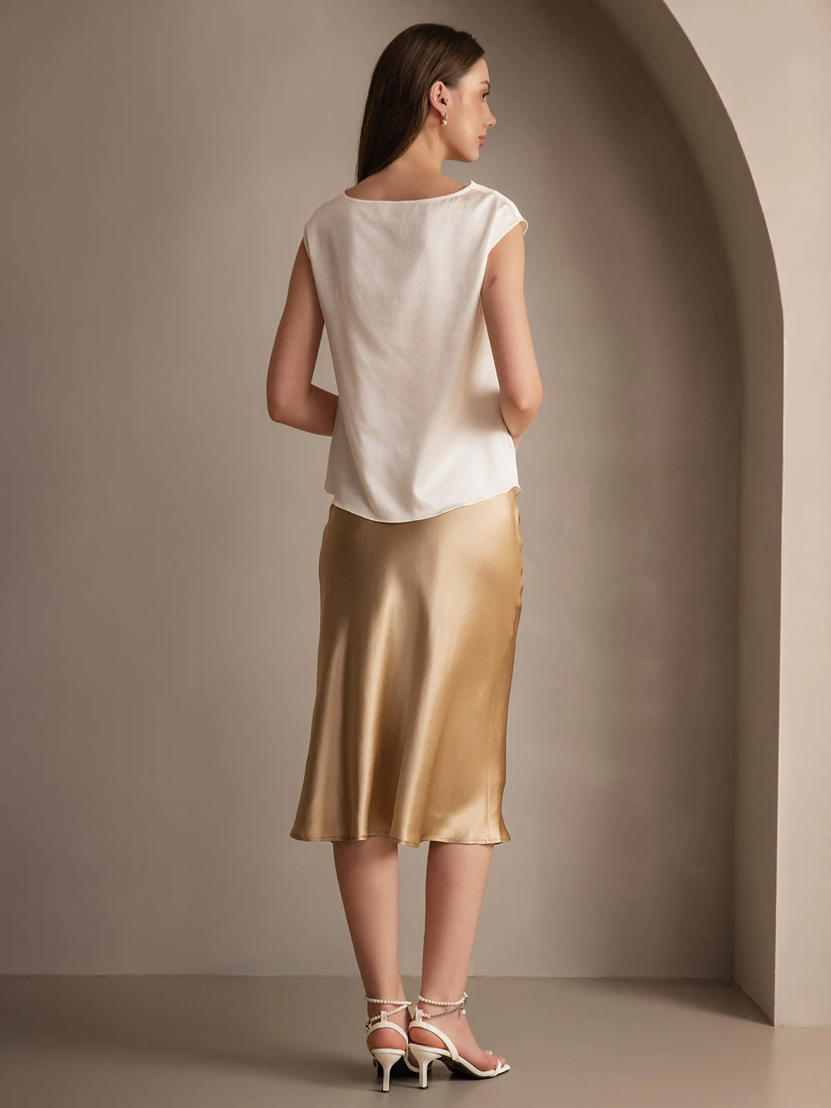 19Momme Mulberry Silk Stretch Long Straight Skirt - Image 41