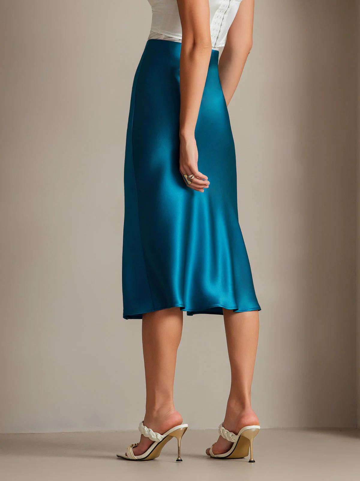 19Momme Mulberry Silk Stretch Long Straight Skirt - Image 45