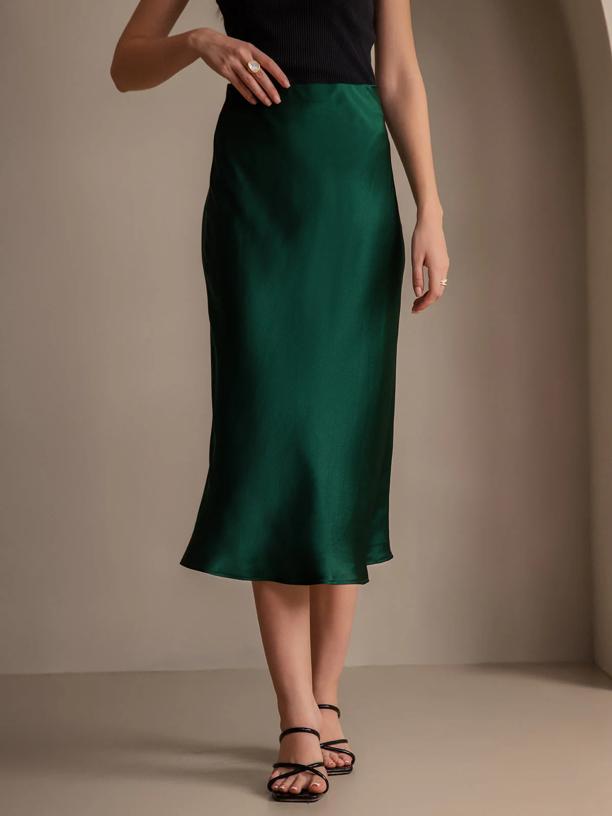19Momme Mulberry Silk Stretch Long Straight Skirt - Image 51