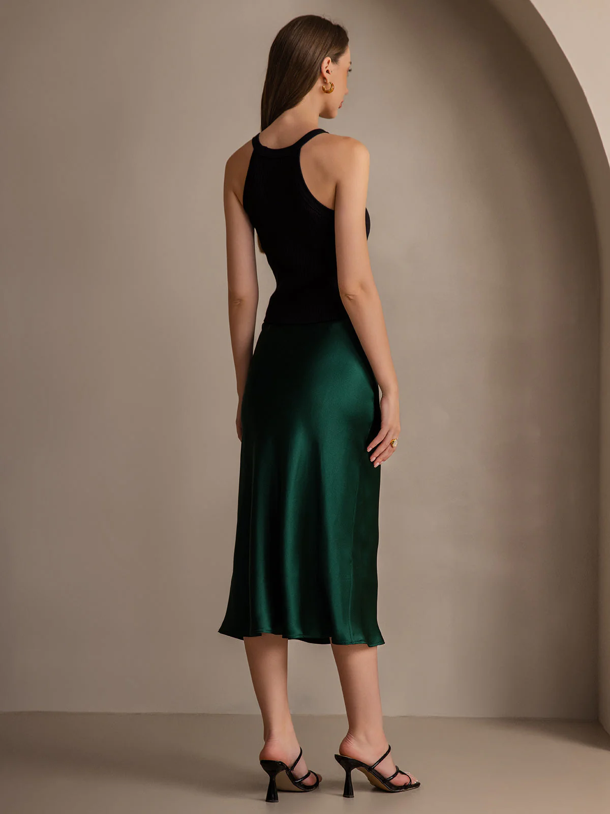 19Momme Mulberry Silk Stretch Long Straight Skirt - Image 55