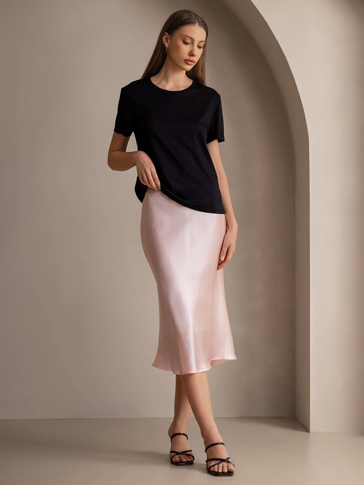 19Momme Mulberry Silk Stretch Long Straight Skirt - Image 72