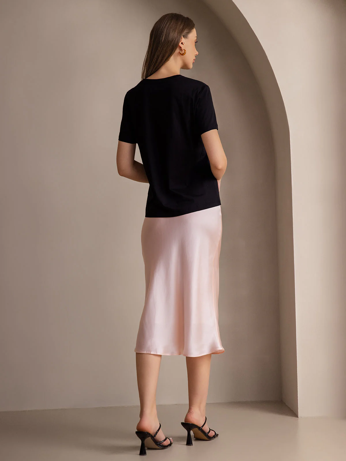 Clearance(Ships to UK Only) - 19Momme Pure Silk Long Straight Skirt with Stretch Waist Design - Image 8