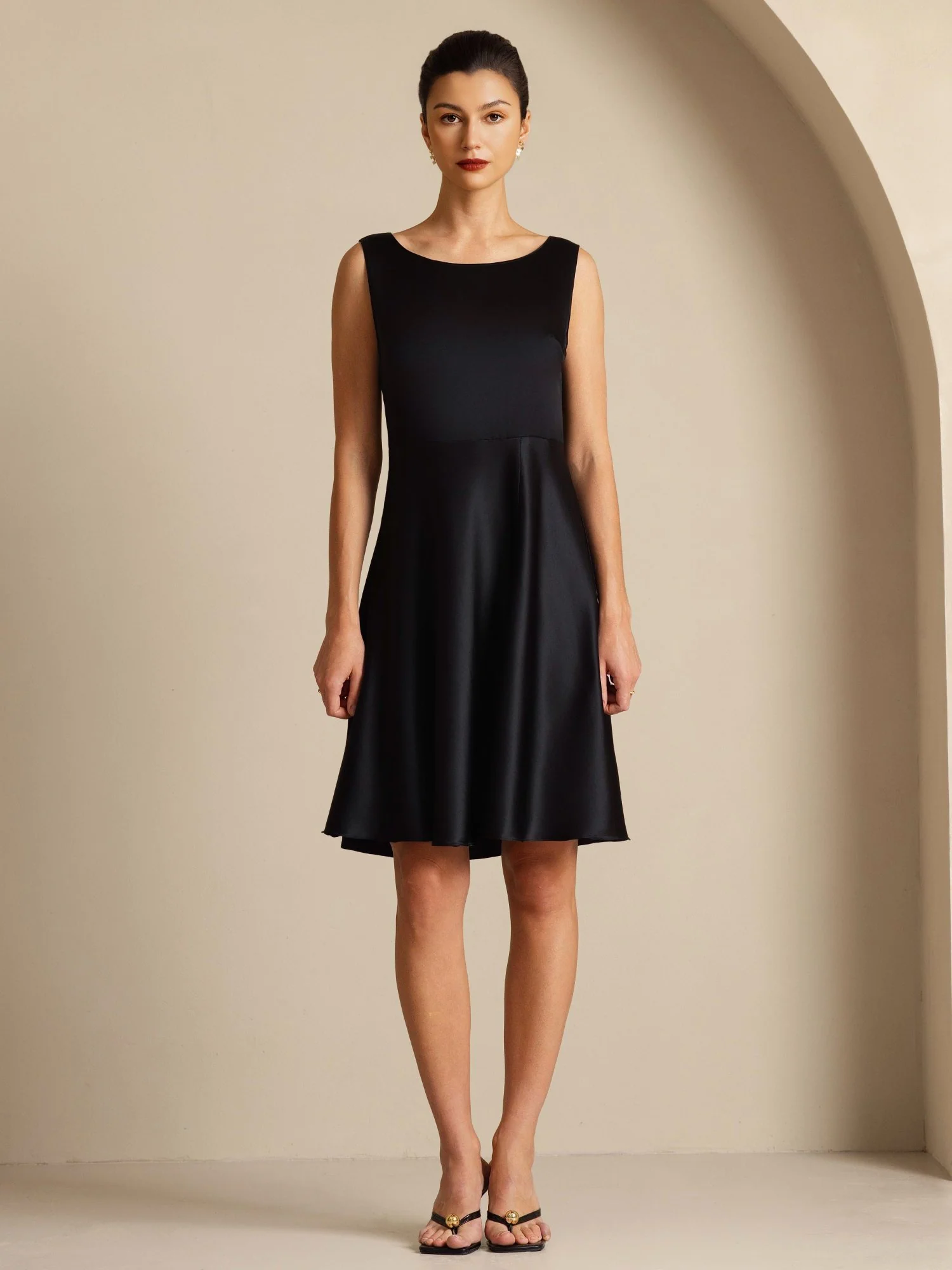 19Momme Silk A-Line Knee-Length Sleeveless Dress