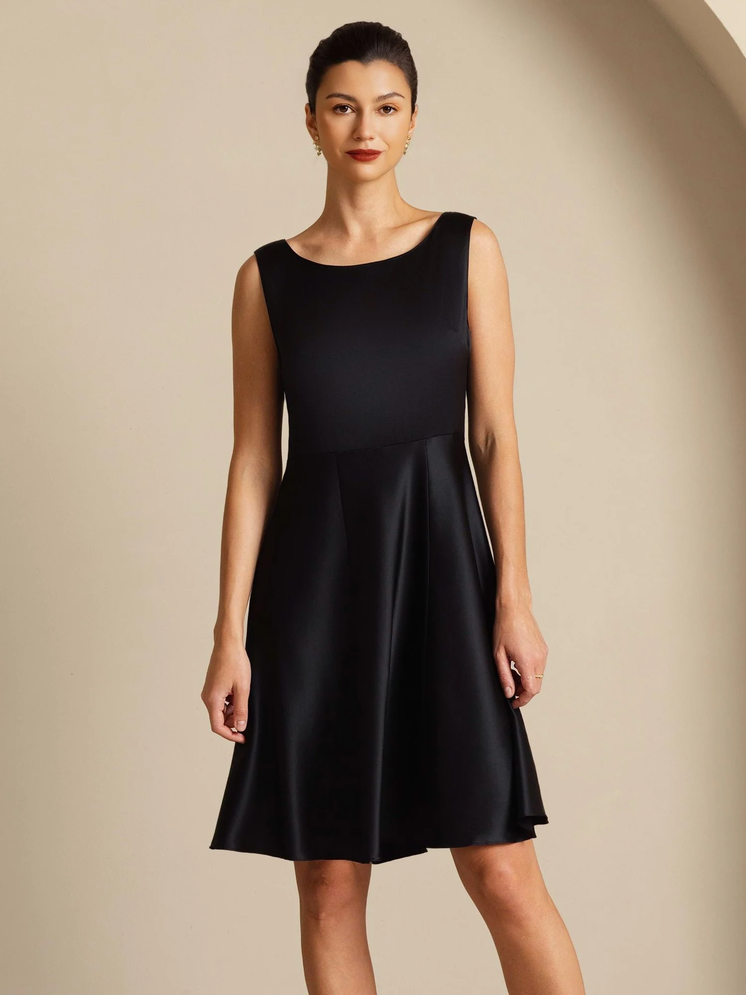 19Momme Silk A-Line Knee-Length Sleeveless Dress - Image 7