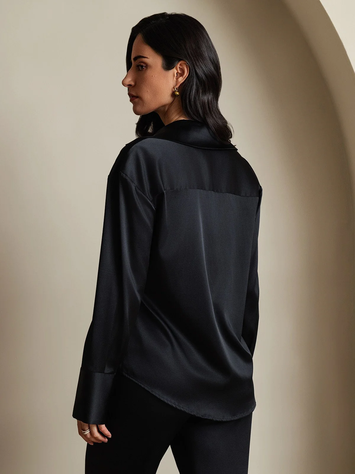 Clearance(Ships to UK Only) - 19Momme Silk Long Sleeve Notch Collar Women's Shirt - Image 10