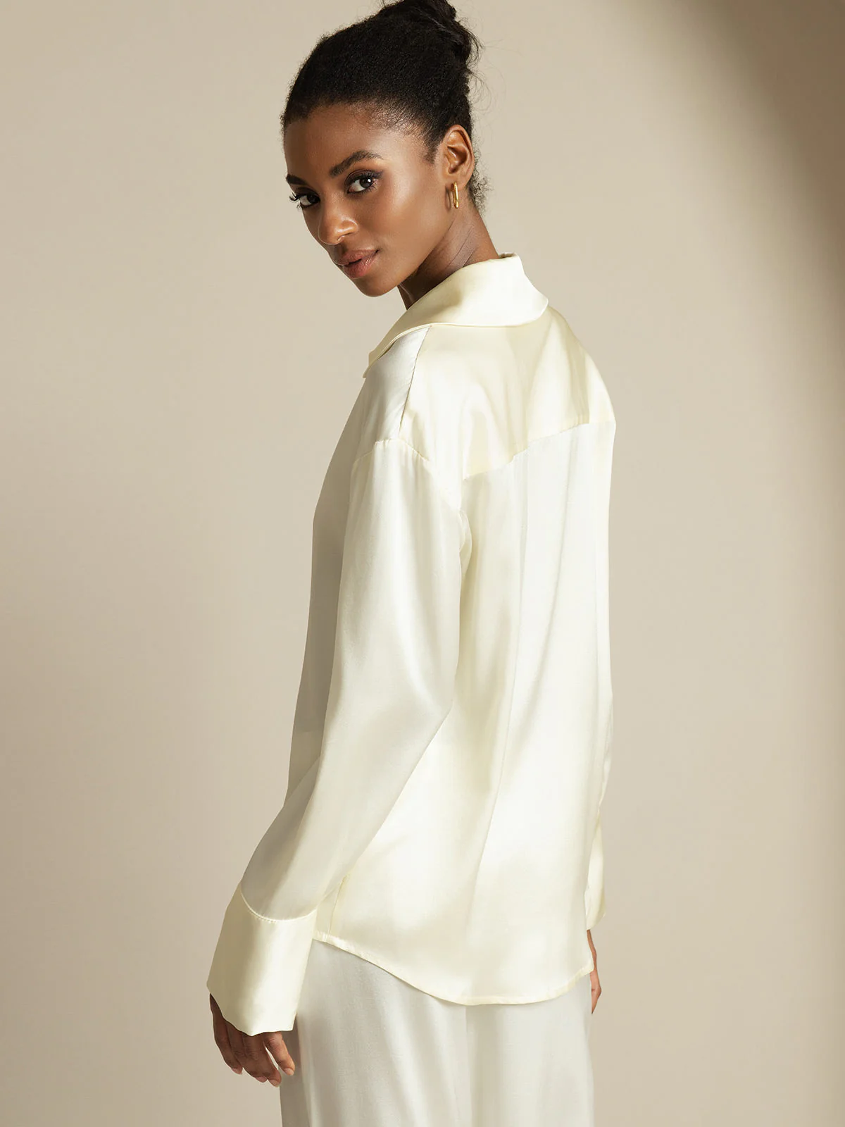 Clearance(Ships to UK Only) - 19Momme Silk Long Sleeve Notch Collar Women's Shirt - Image 2