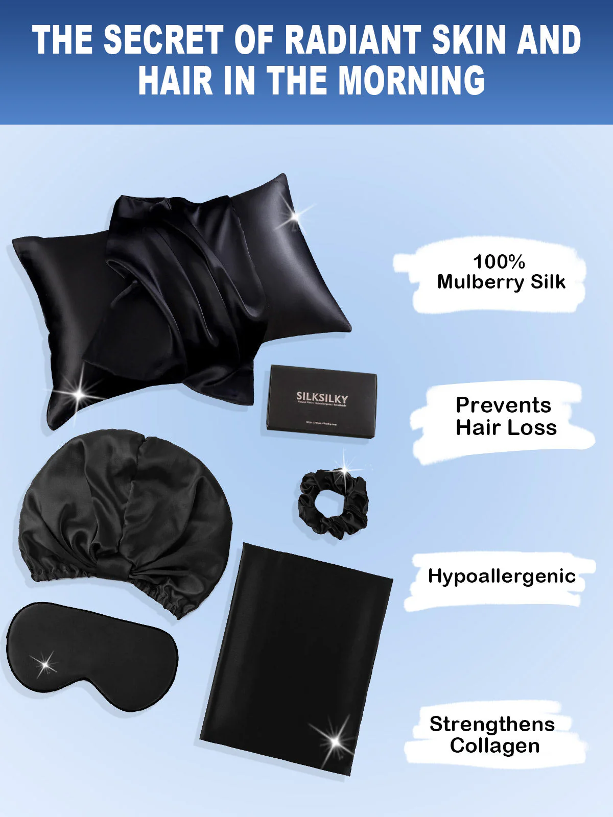 19Momme Silk Skin-Friendly Beauty Sleep 4Pcs Set (Envelope Pillowcase) - Image 12