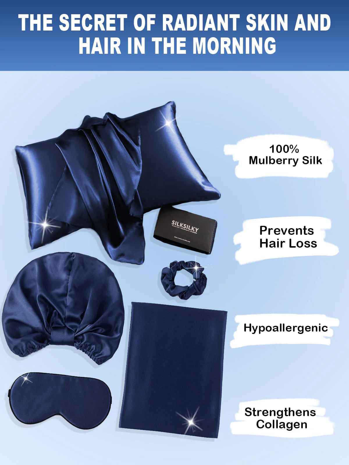 19Momme Silk Skin-Friendly Beauty Sleep 4Pcs Set (Envelope Pillowcase) - Image 26