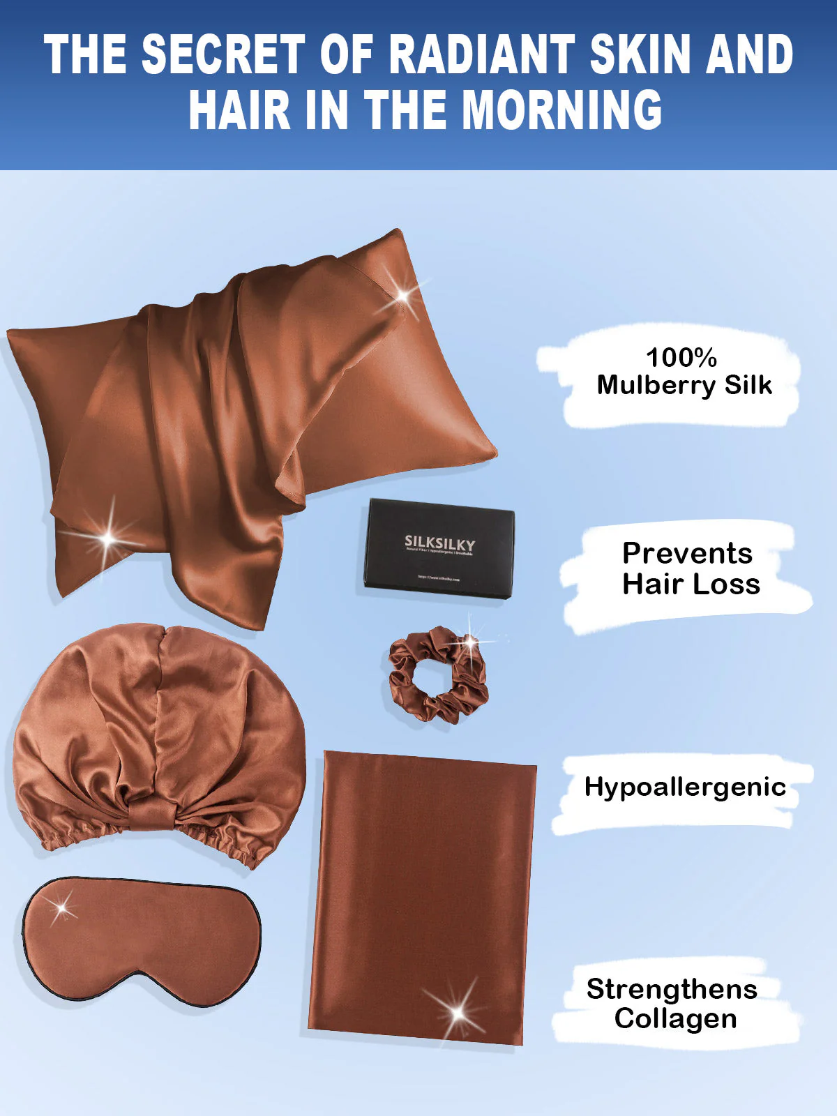 19Momme Silk Skin-Friendly Beauty Sleep 4Pcs Set (Envelope Pillowcase) - Image 31