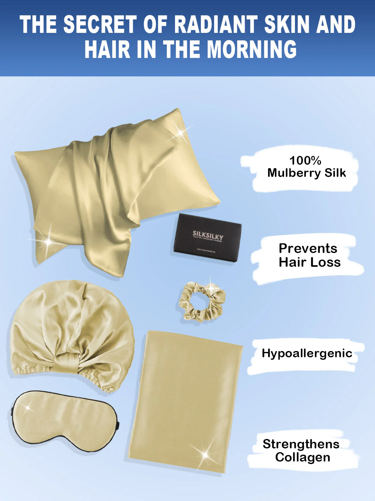 19Momme Silk Skin-Friendly Beauty Sleep 4Pcs Set (Envelope Pillowcase) - Image 65