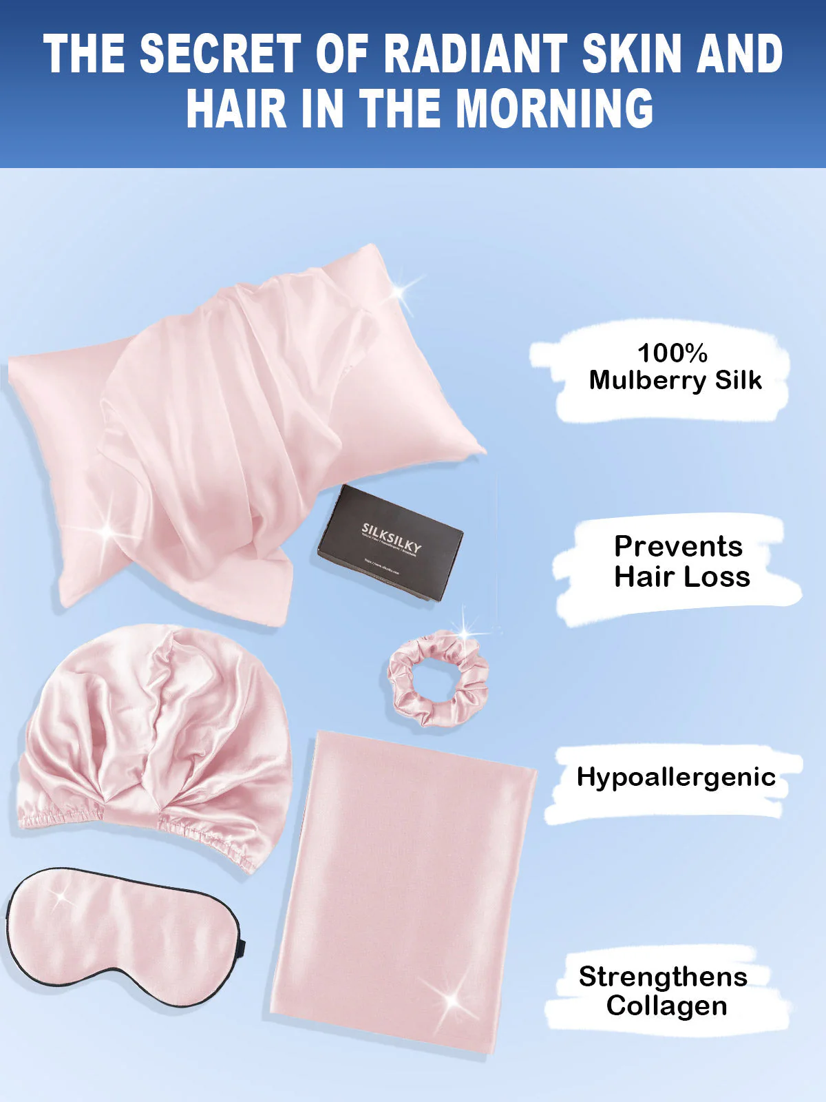 19Momme Silk Skin-Friendly Beauty Sleep 4Pcs Set (Envelope Pillowcase) - Image 7