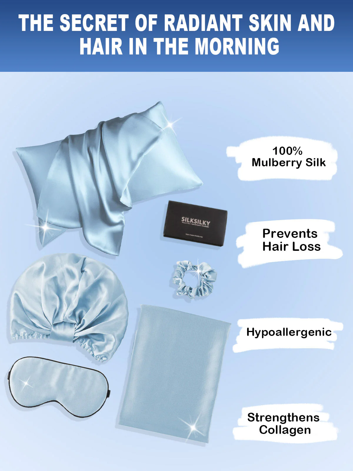 19Momme Silk Skin-Friendly Beauty Sleep 4Pcs Set (Hidden Zipper Pillowcase) - Image 60