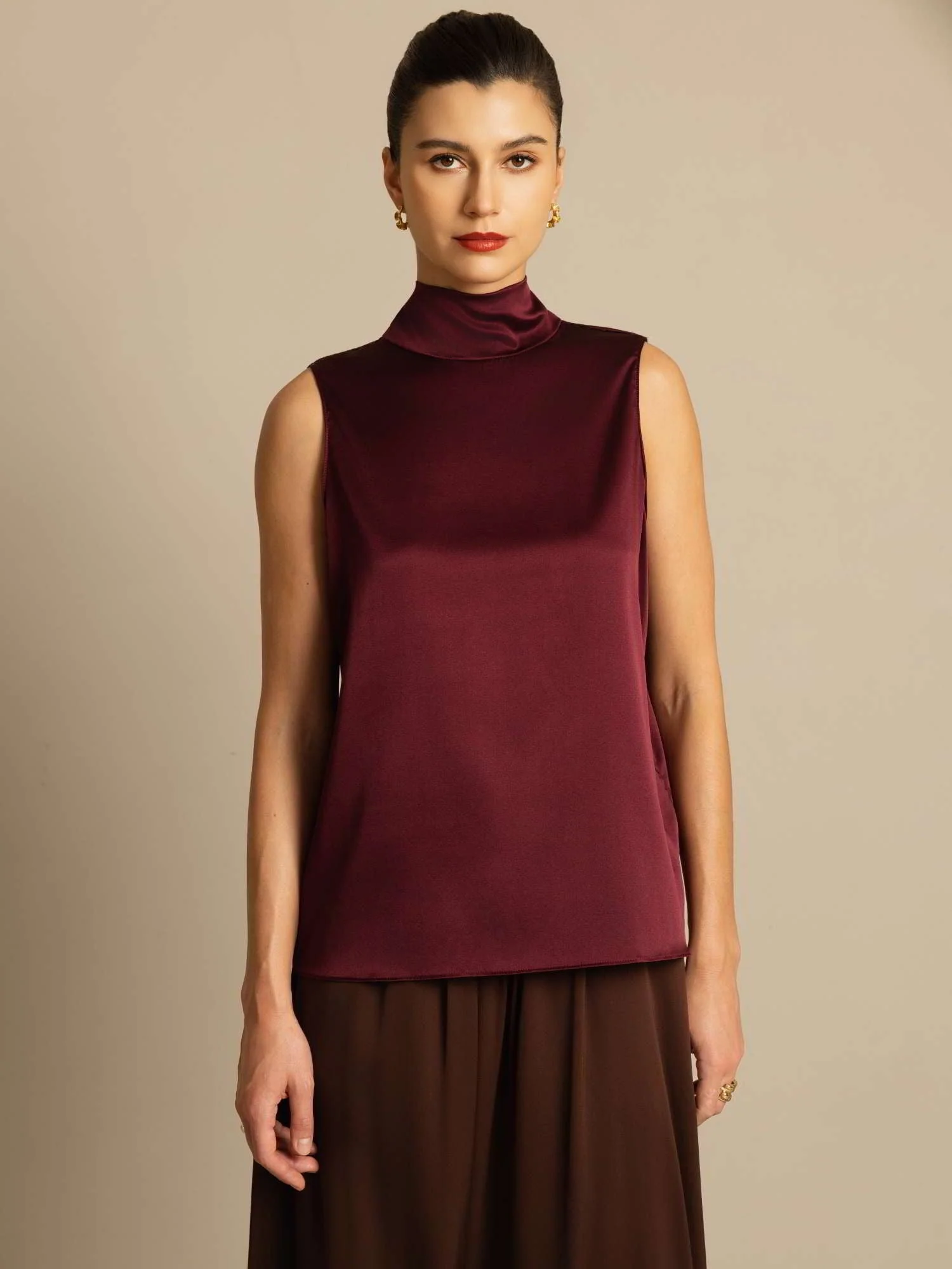 19Momme Silk Sleeveless Tie Neck Blouse - Image 3