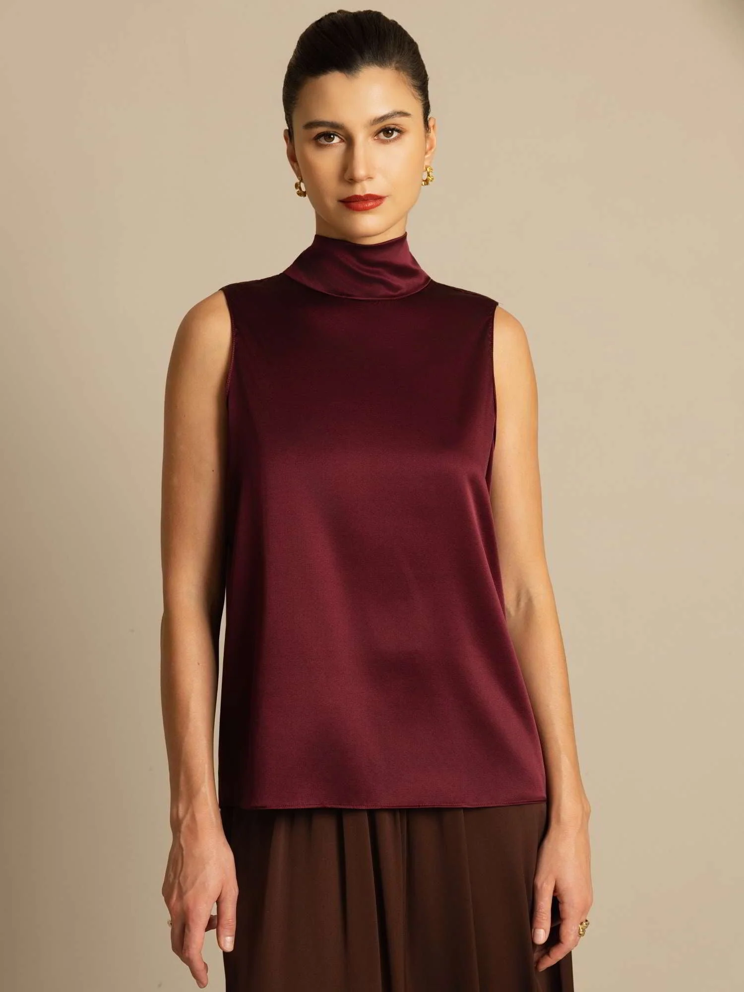 19Momme Silk Sleeveless Tie Neck Blouse - Image 6