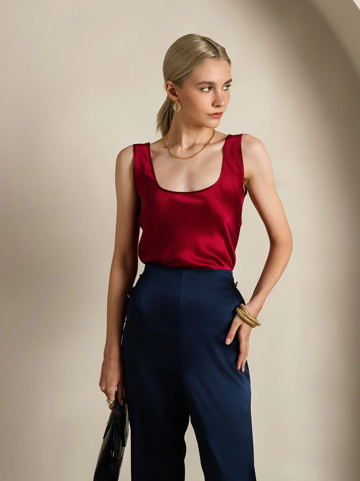 19Momme Silk Sleeveless U Neck Women's Tank Top - Image 27
