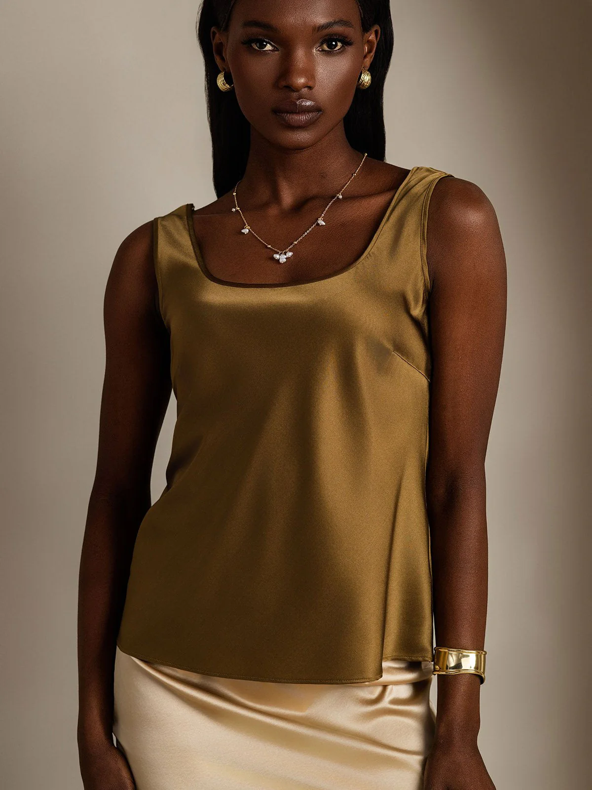 Clearance(Ships to UK Only) - 19Momme Silk Sleeveless U Neck Women's Tank Top - Image 4