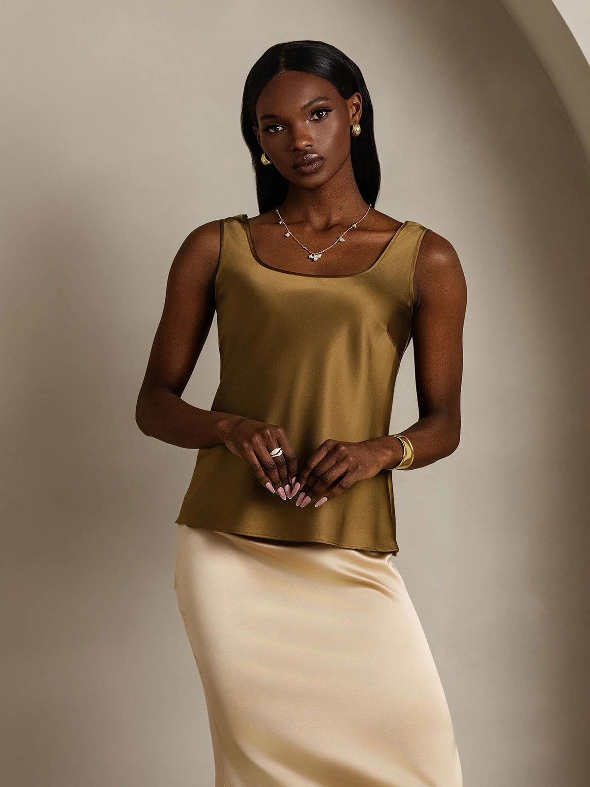 Clearance(Ships to UK Only) - 19Momme Silk Sleeveless U Neck Women's Tank Top - Image 6