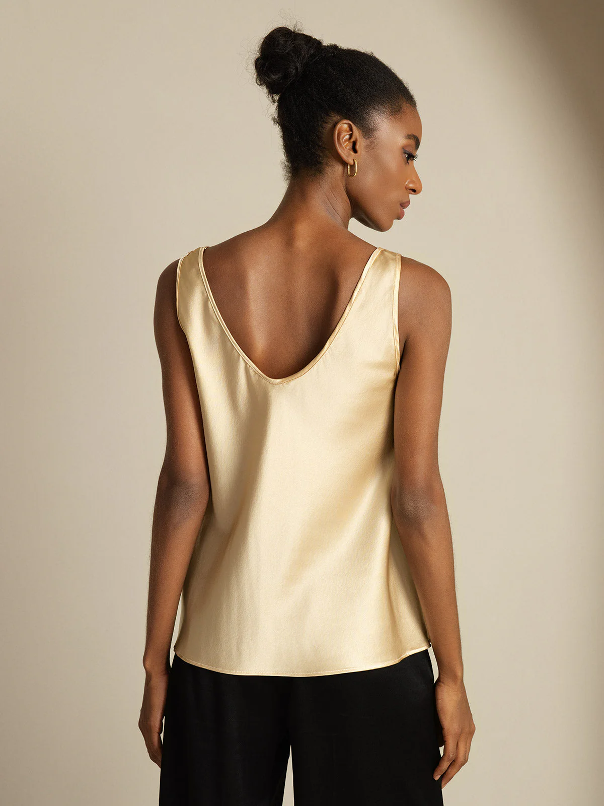 19Momme Silk Sleeveless V Neck Women's Tank Top with V Back Design - Image 24