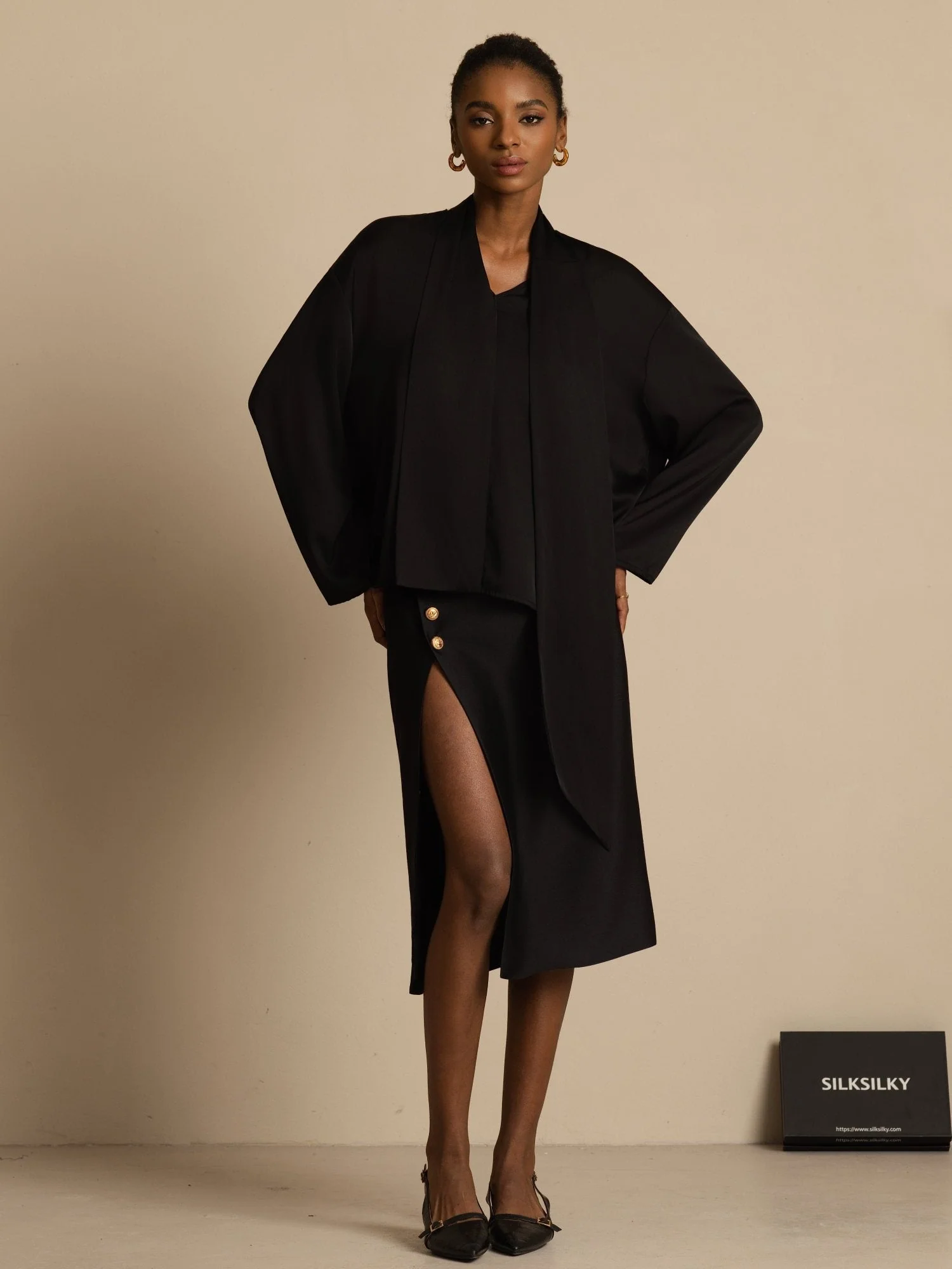 19Momme Silk Women's Asymmetrical Tie V Neck Blouse - Image 23