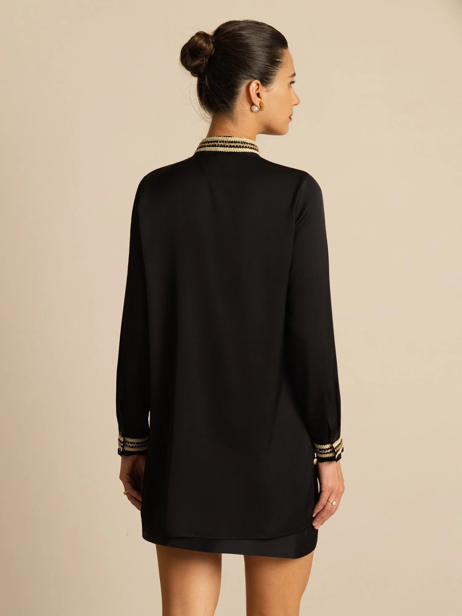 19Momme Silk Women's Pleated Stand Collar Blouse - Image 10