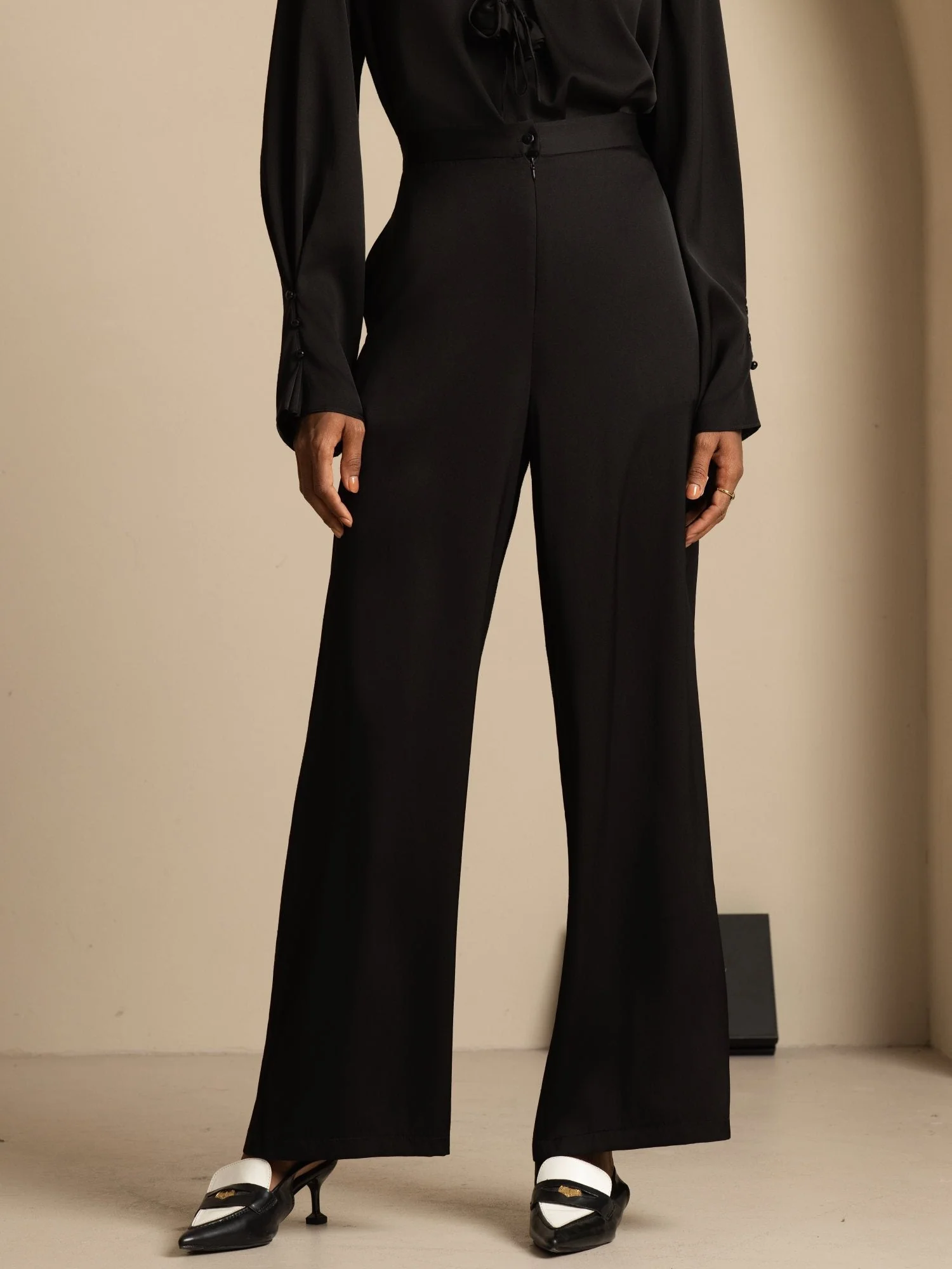 19Momme Silk Women’s Wide-Leg High-Waist Business Casual Pants - Image 10
