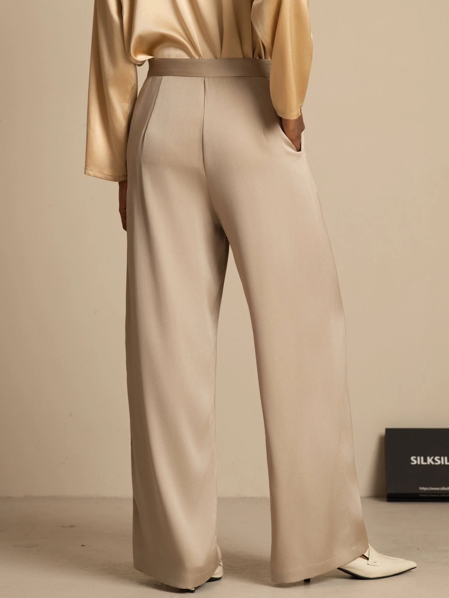 19Momme Silk Women’s Wide-Leg High-Waist Business Casual Pants - Image 17