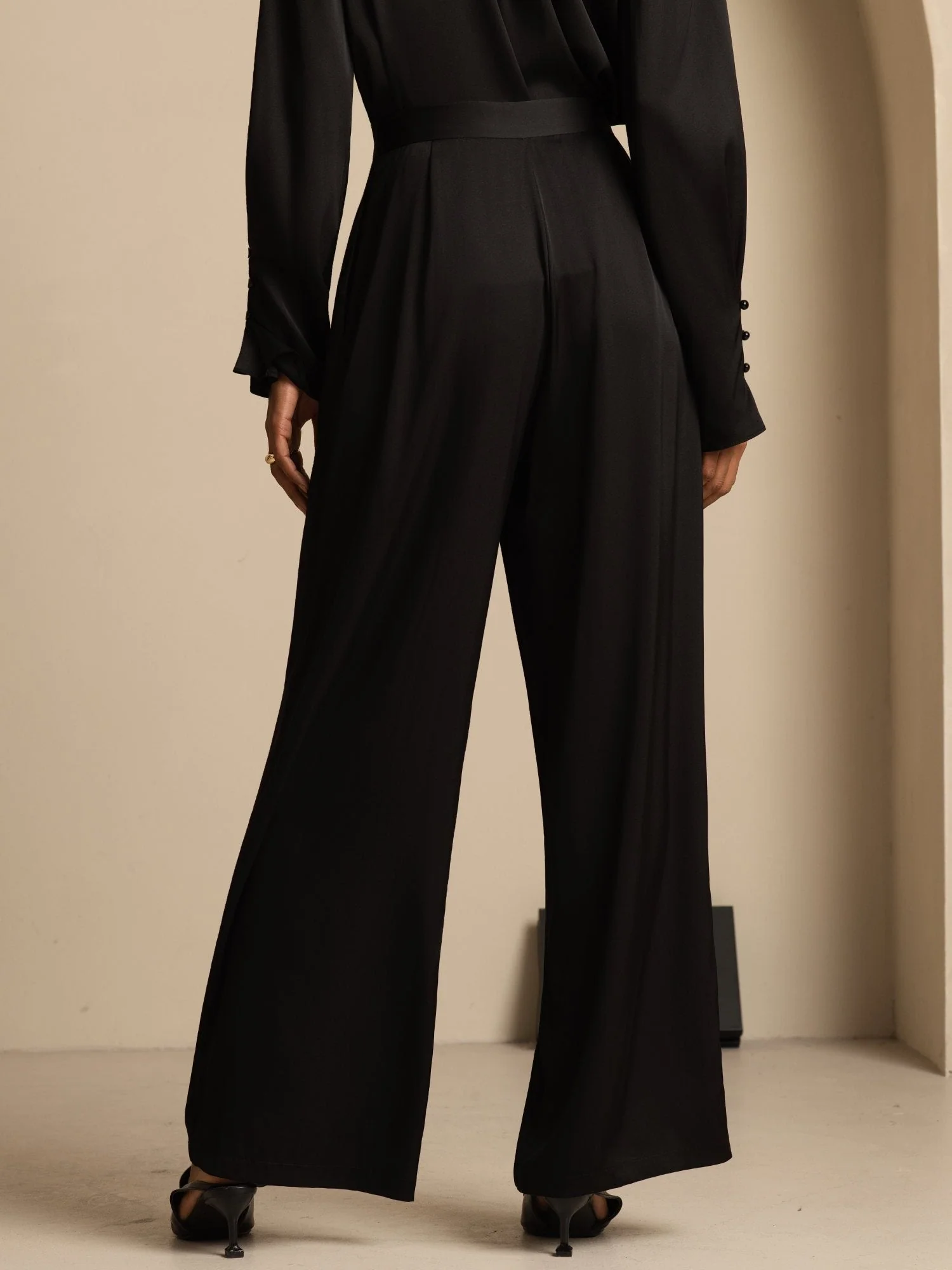 19Momme Silk Women’s Wide-Leg High-Waist Business Casual Pants - Image 9