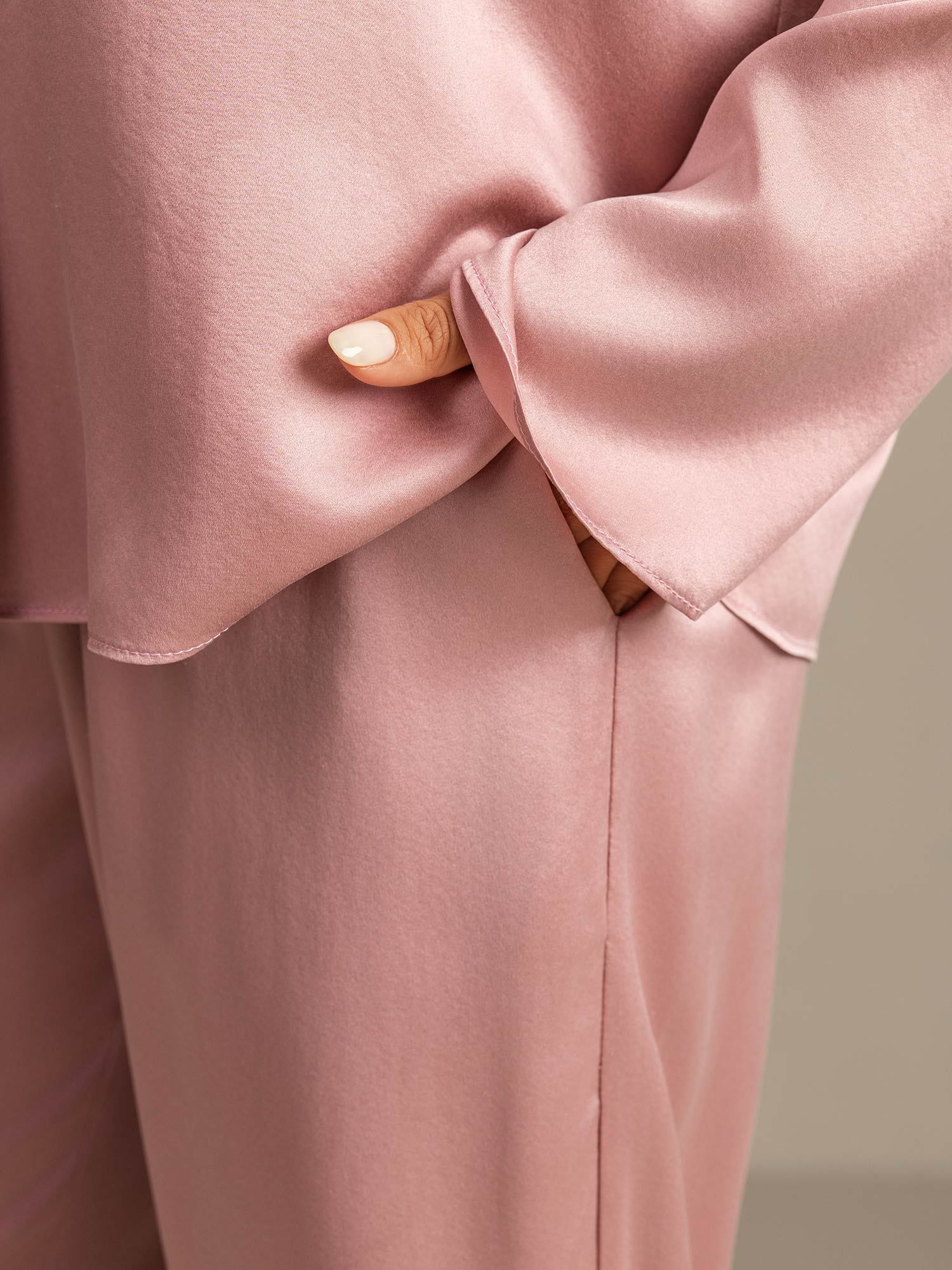 19Momme Washable Silk Long Sleeve Notch Collar Women's Pajamas Set - Image 12