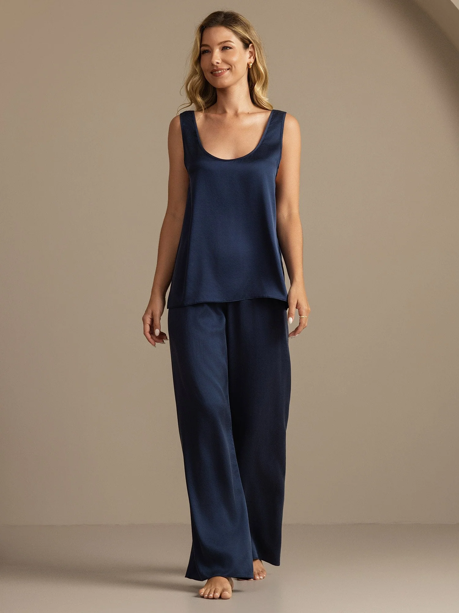 19Momme Washable Silk Tank Top & Wide Leg Pants Set - Image 6